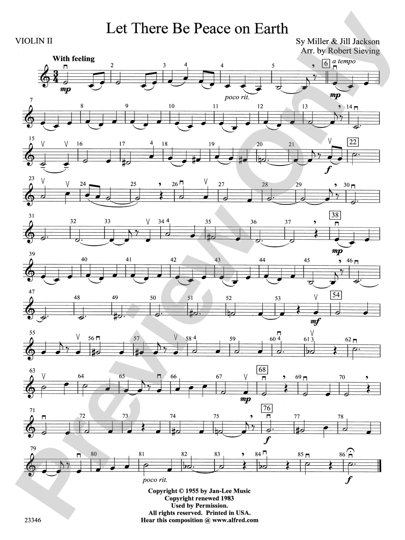 Let There Be Peace on Earth: 2nd Violin