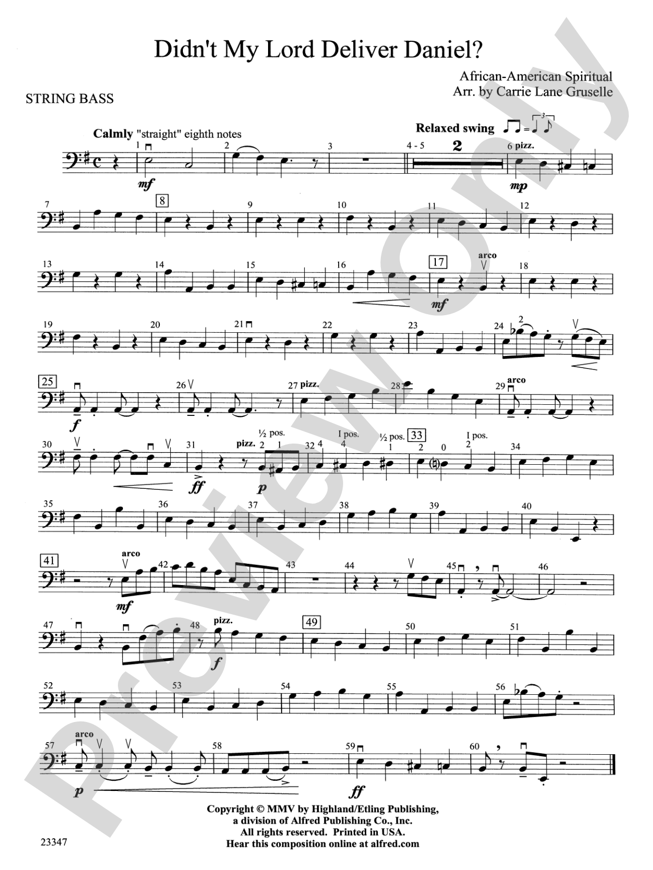 Didn't My Lord Deliver Daniel?: String Bass