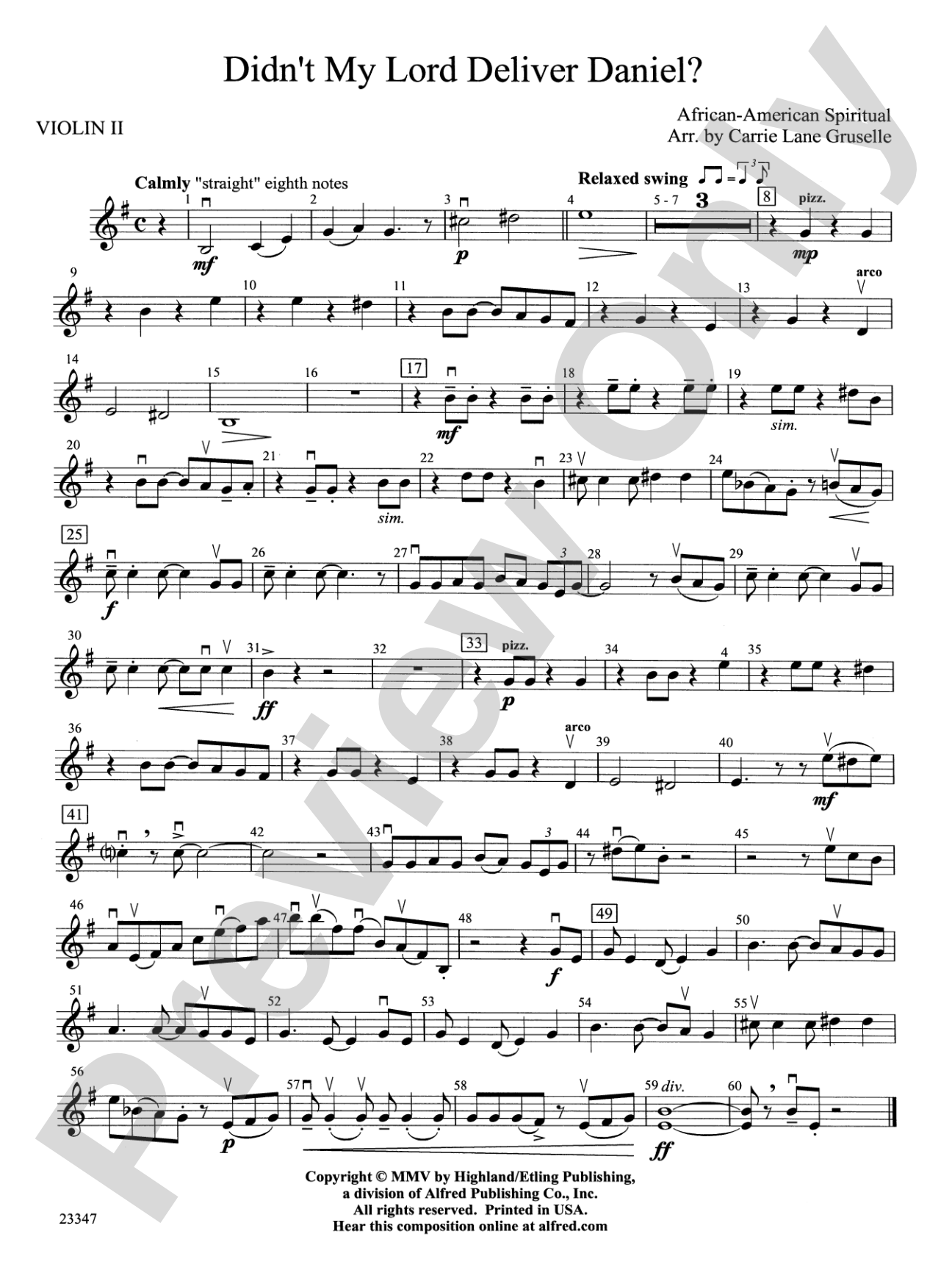 Didn't My Lord Deliver Daniel?: 2nd Violin