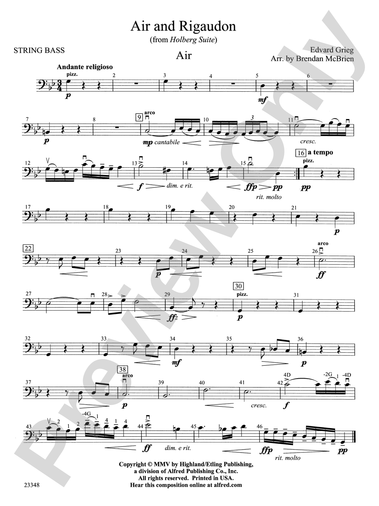 Air and Rigaudon: String Bass