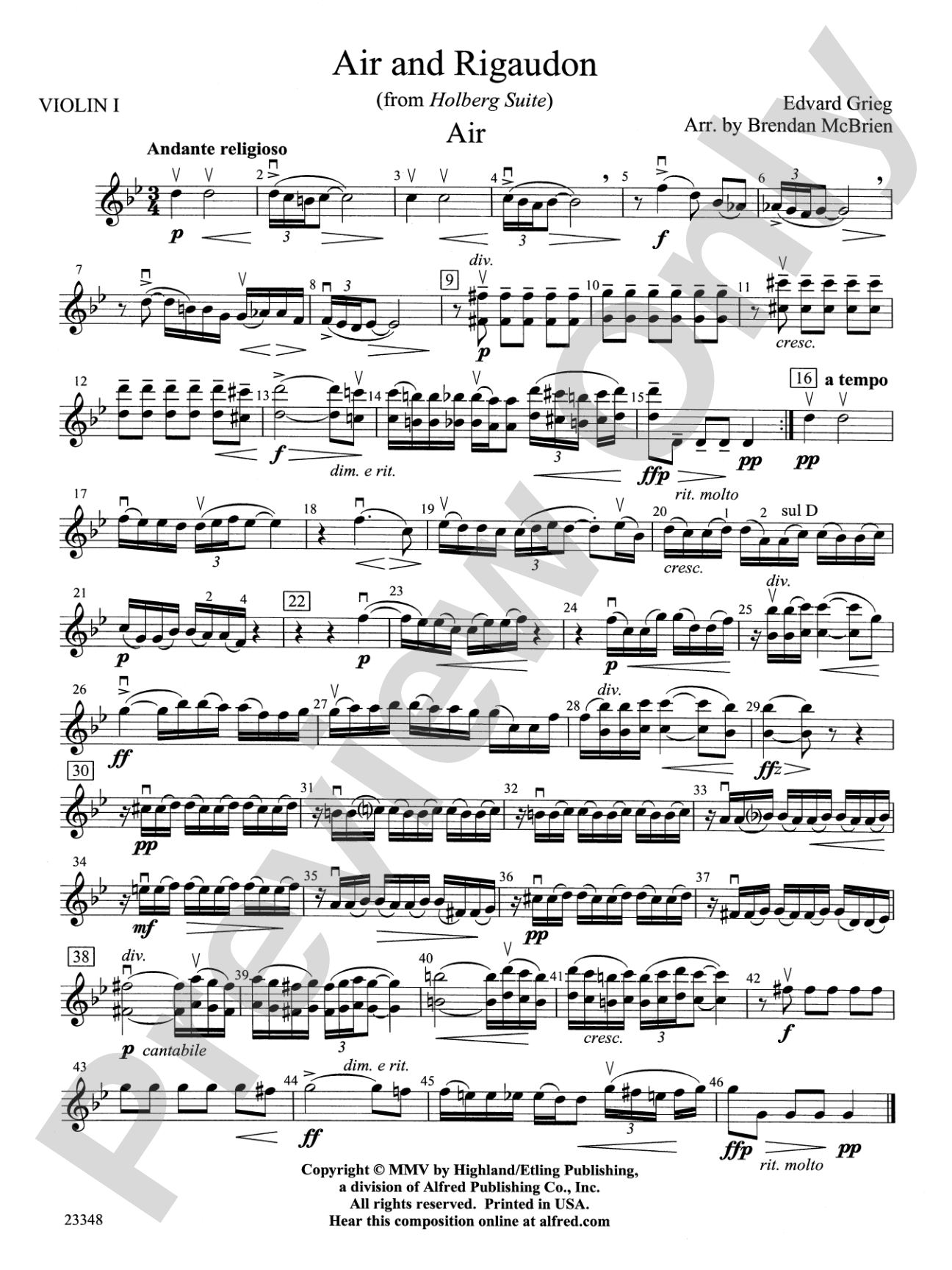 Air and Rigaudon: 1st Violin