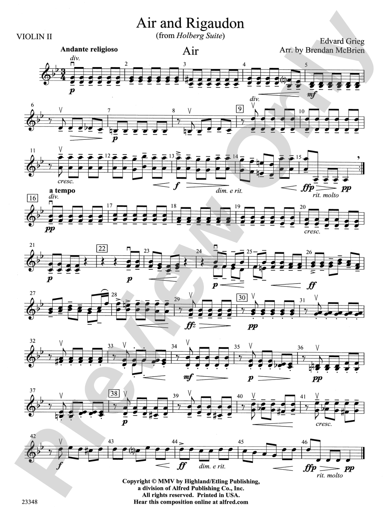Air and Rigaudon: 2nd Violin