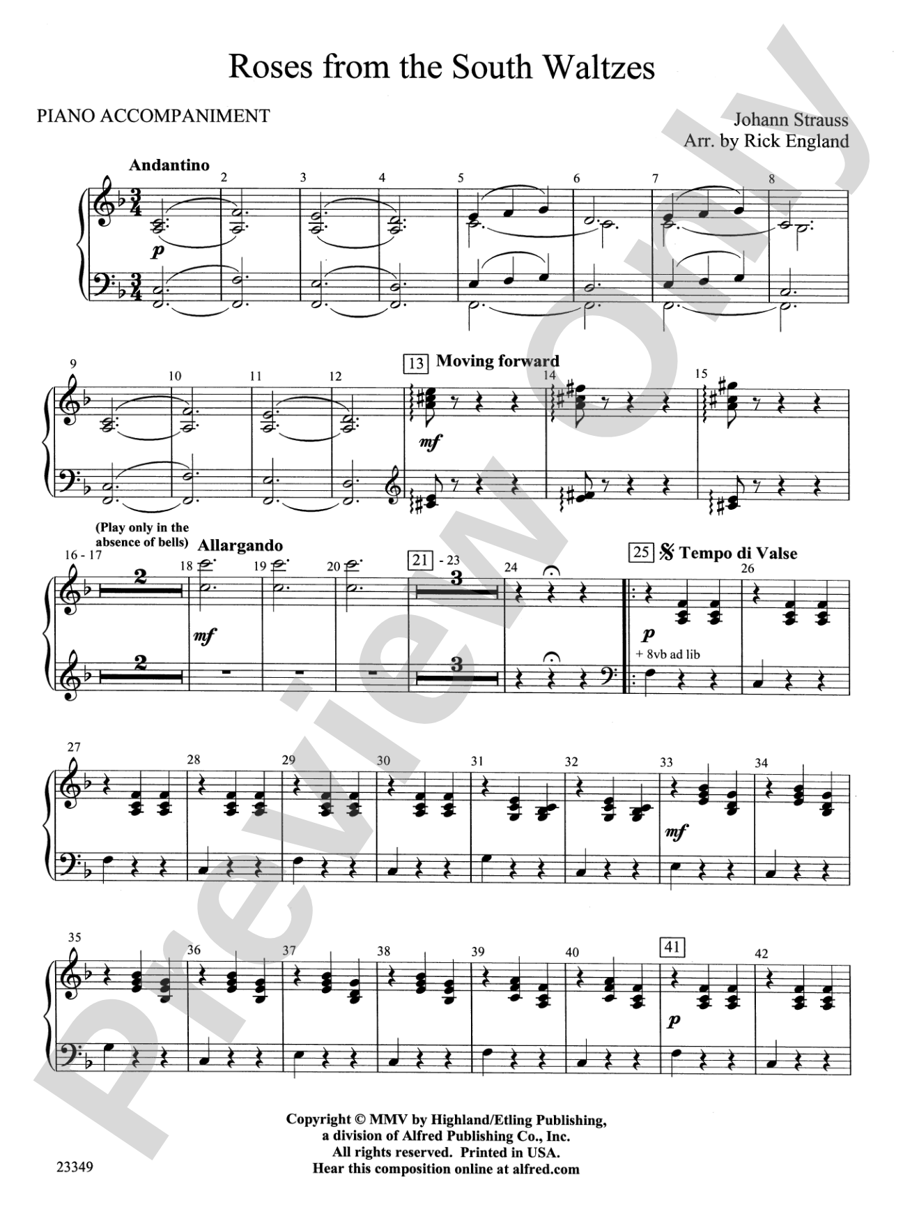 Roses from the South Waltzes: Piano Accompaniment