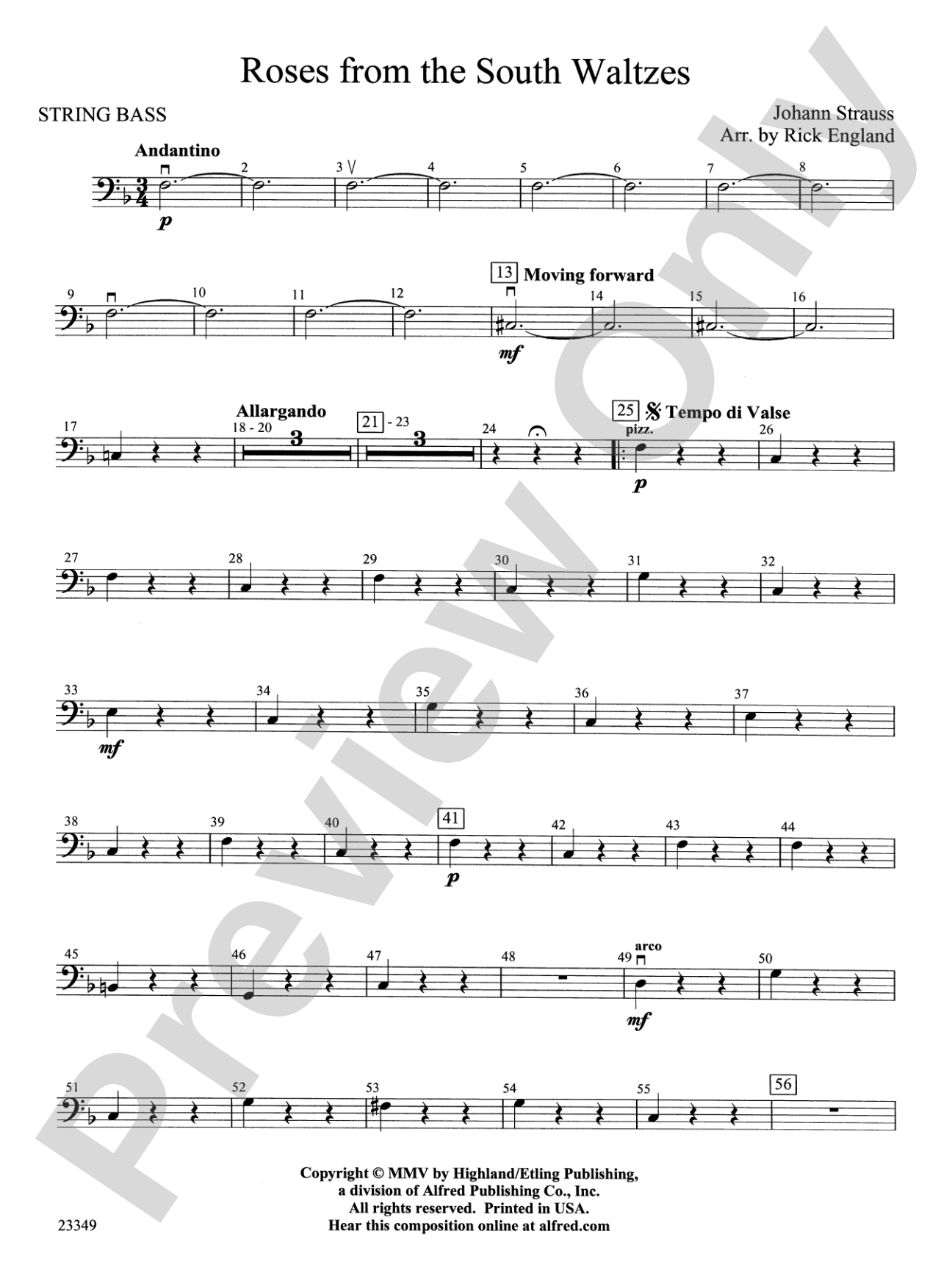 Roses from the South Waltzes: String Bass