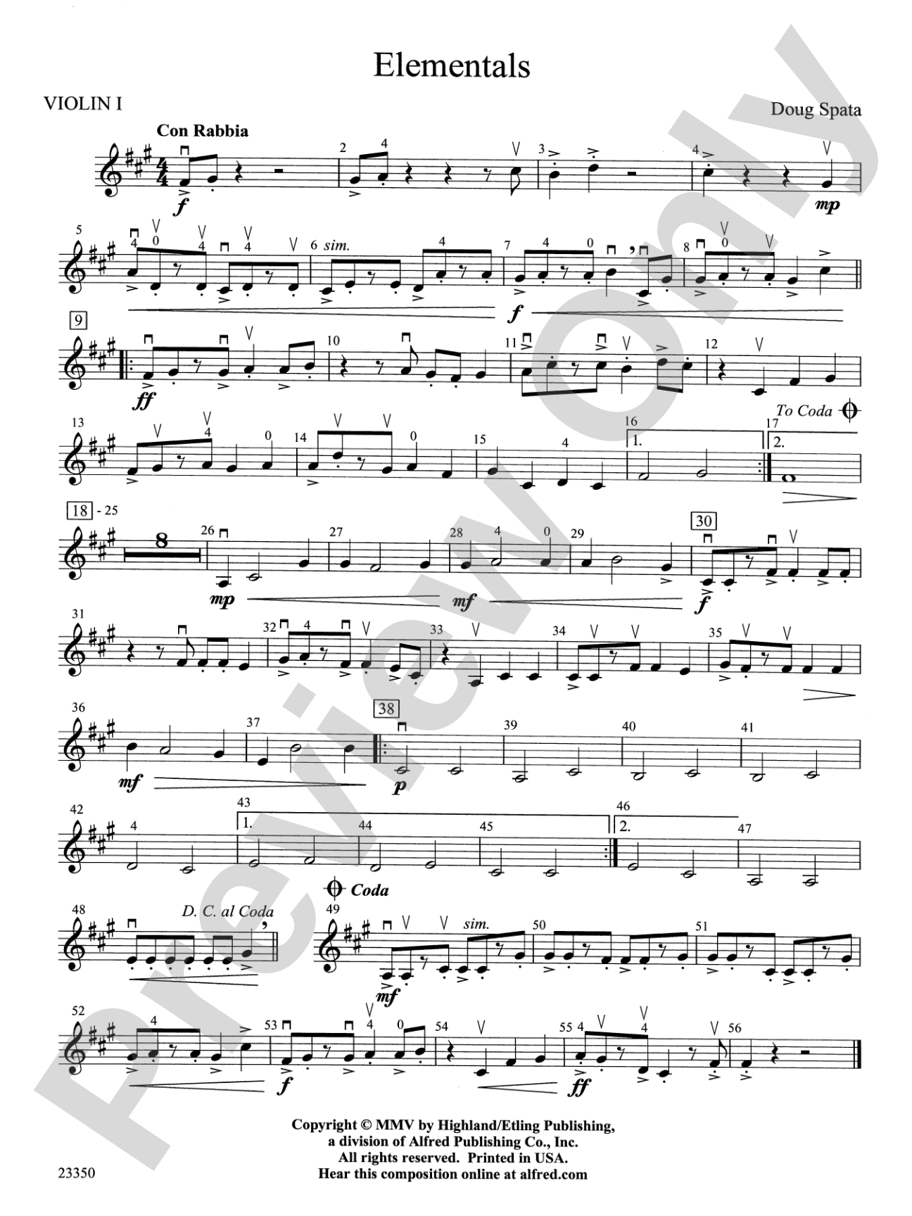 Elementals: 1st Violin