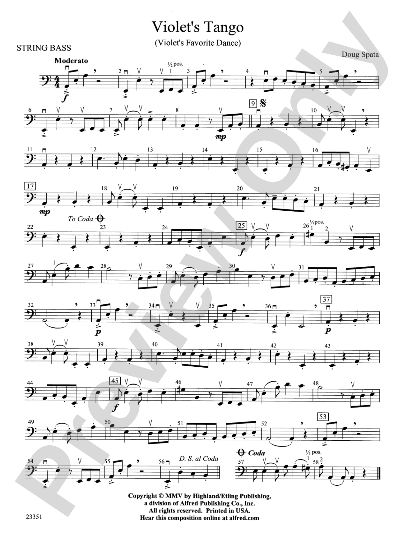 Violet's Tango: String Bass