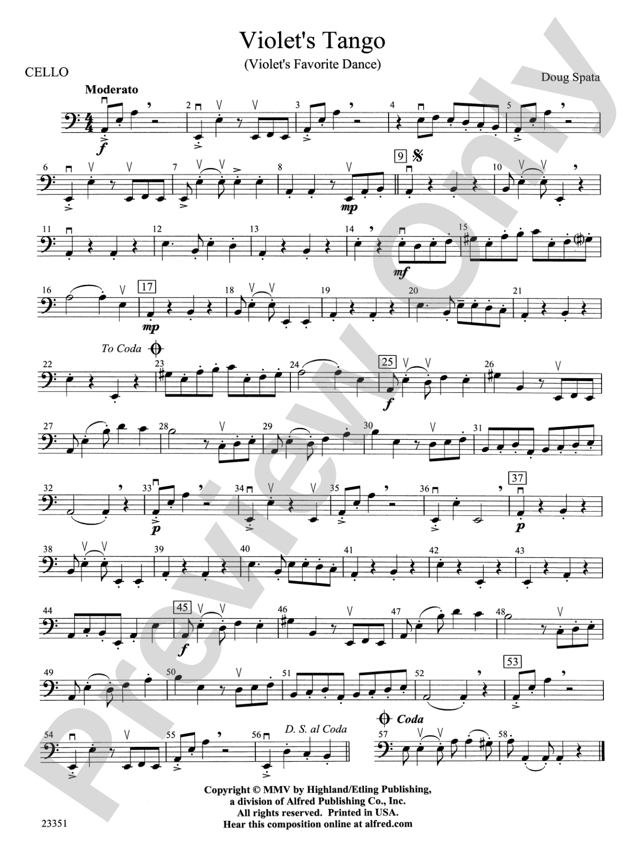 Violet's Tango: Cello