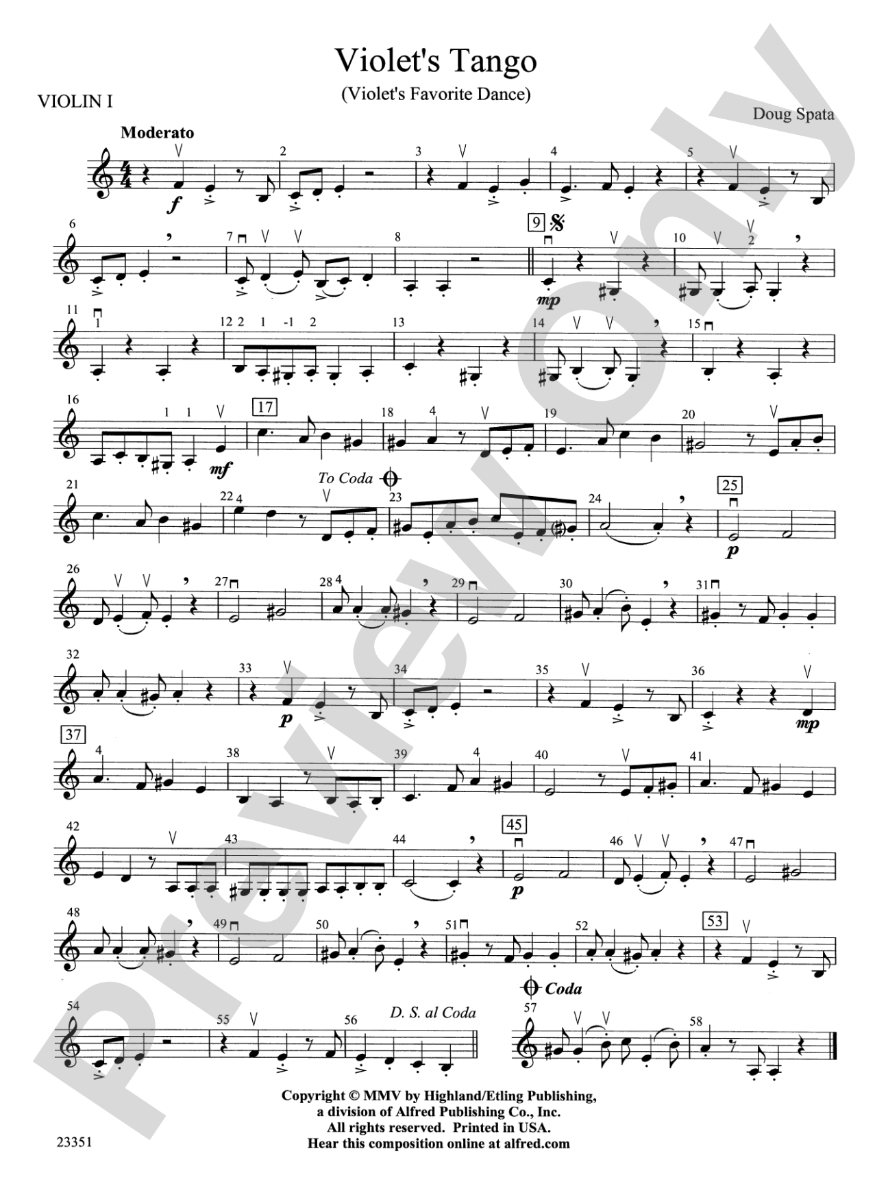 Violet's Tango: 1st Violin