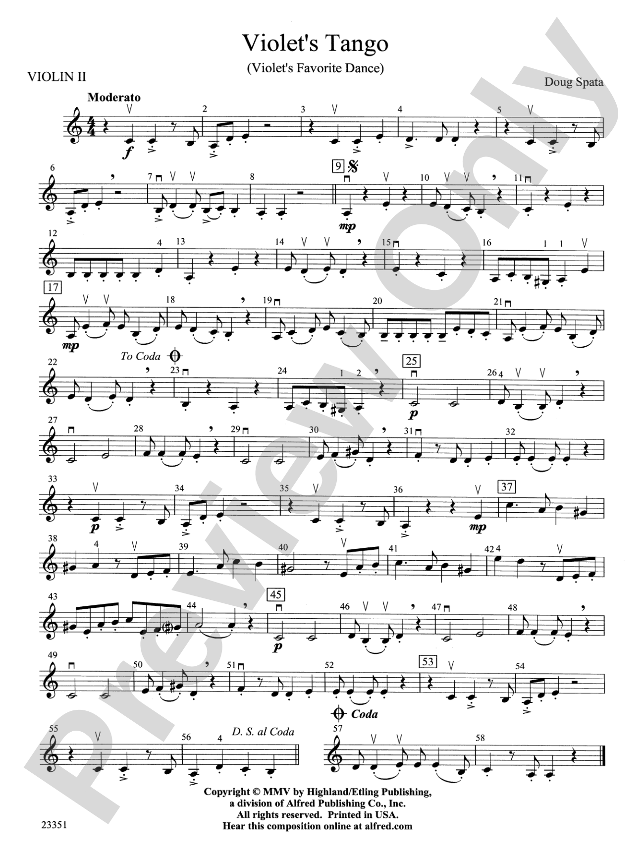 Violet's Tango: 2nd Violin
