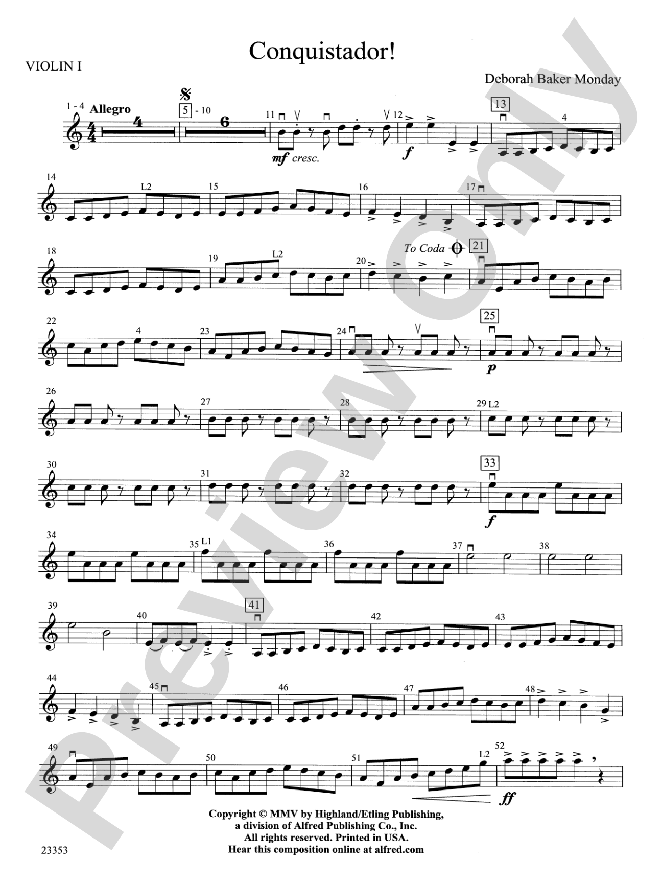 Conquistador!: 1st Violin