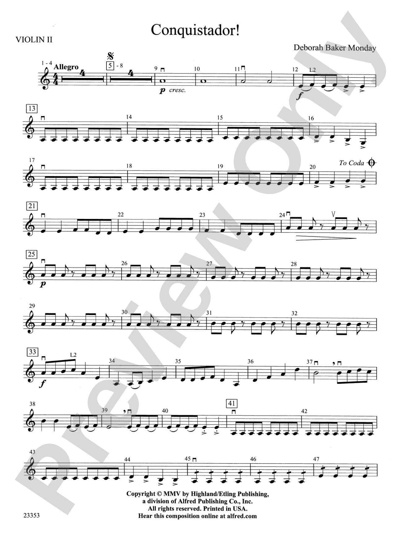 Conquistador!: 2nd Violin