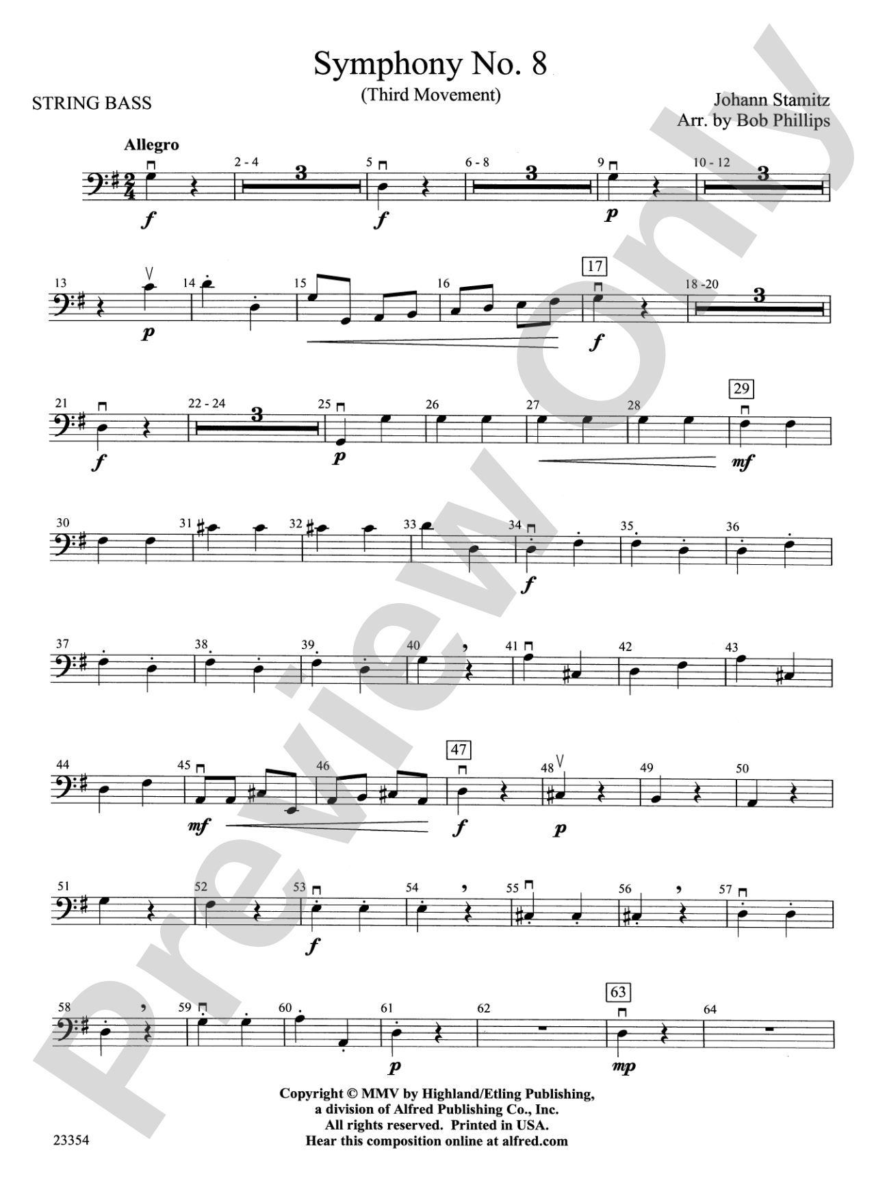 Symphony No. 8: String Bass