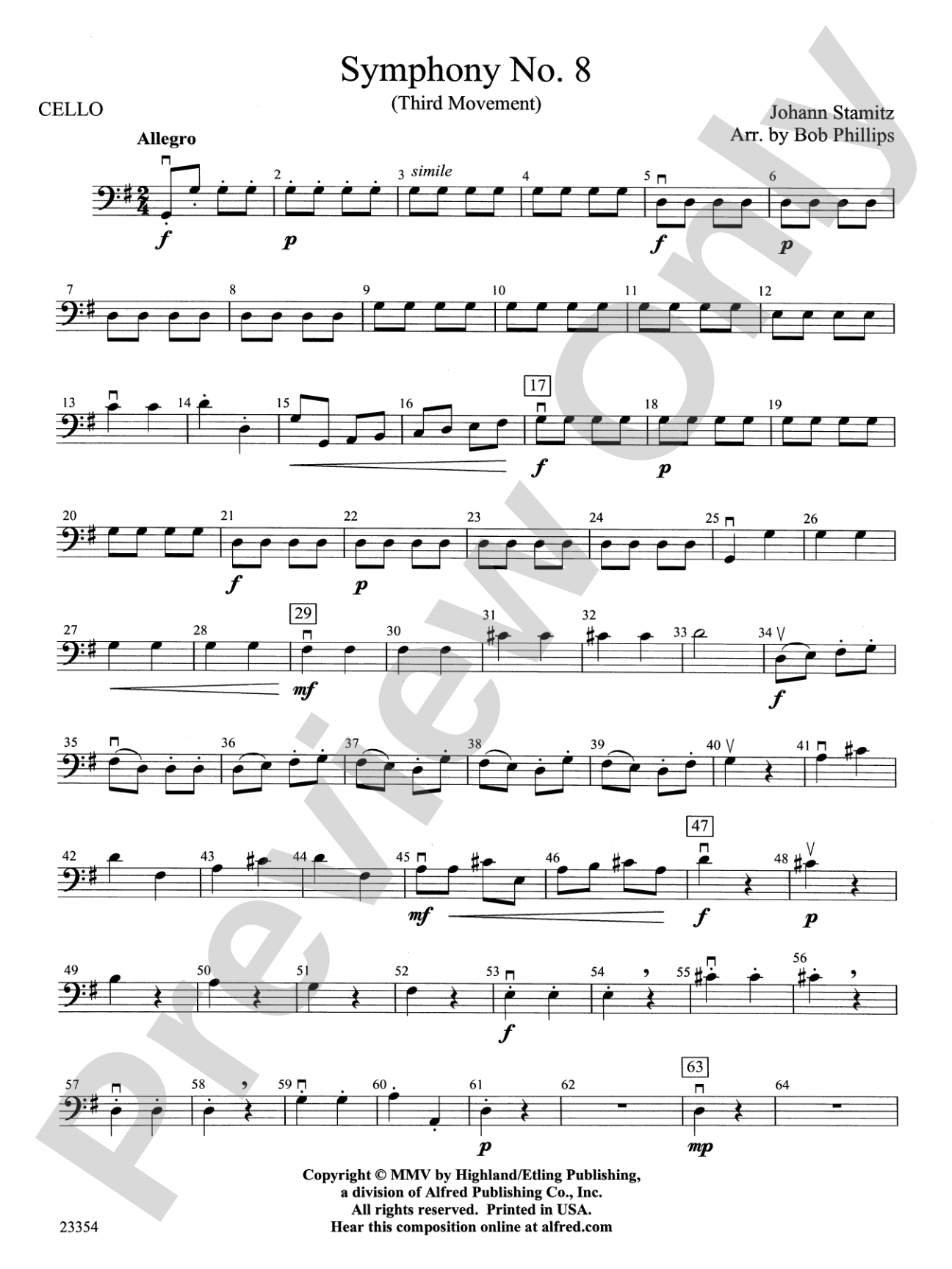 Symphony No. 8: Cello