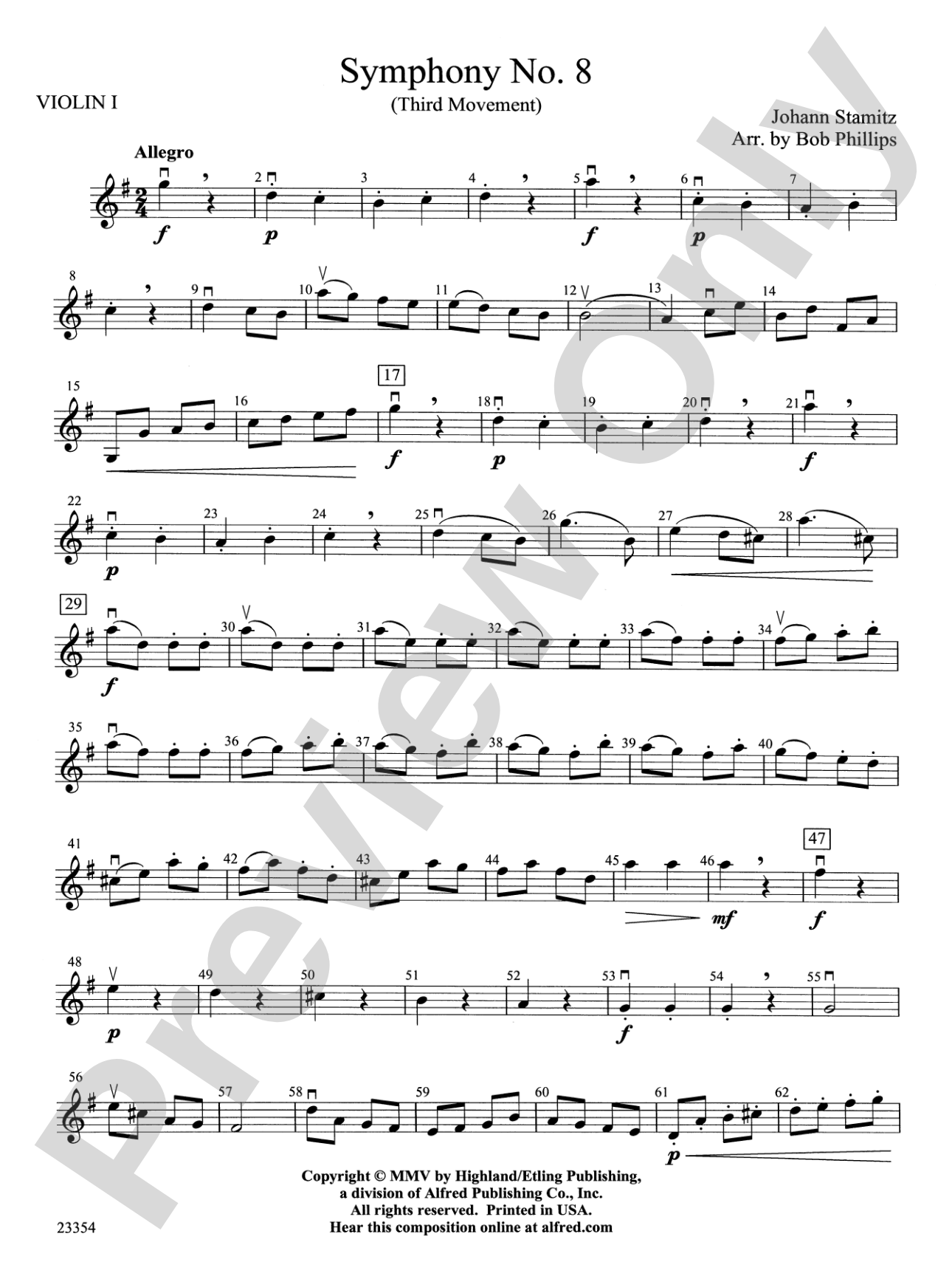 Symphony No. 8: 1st Violin