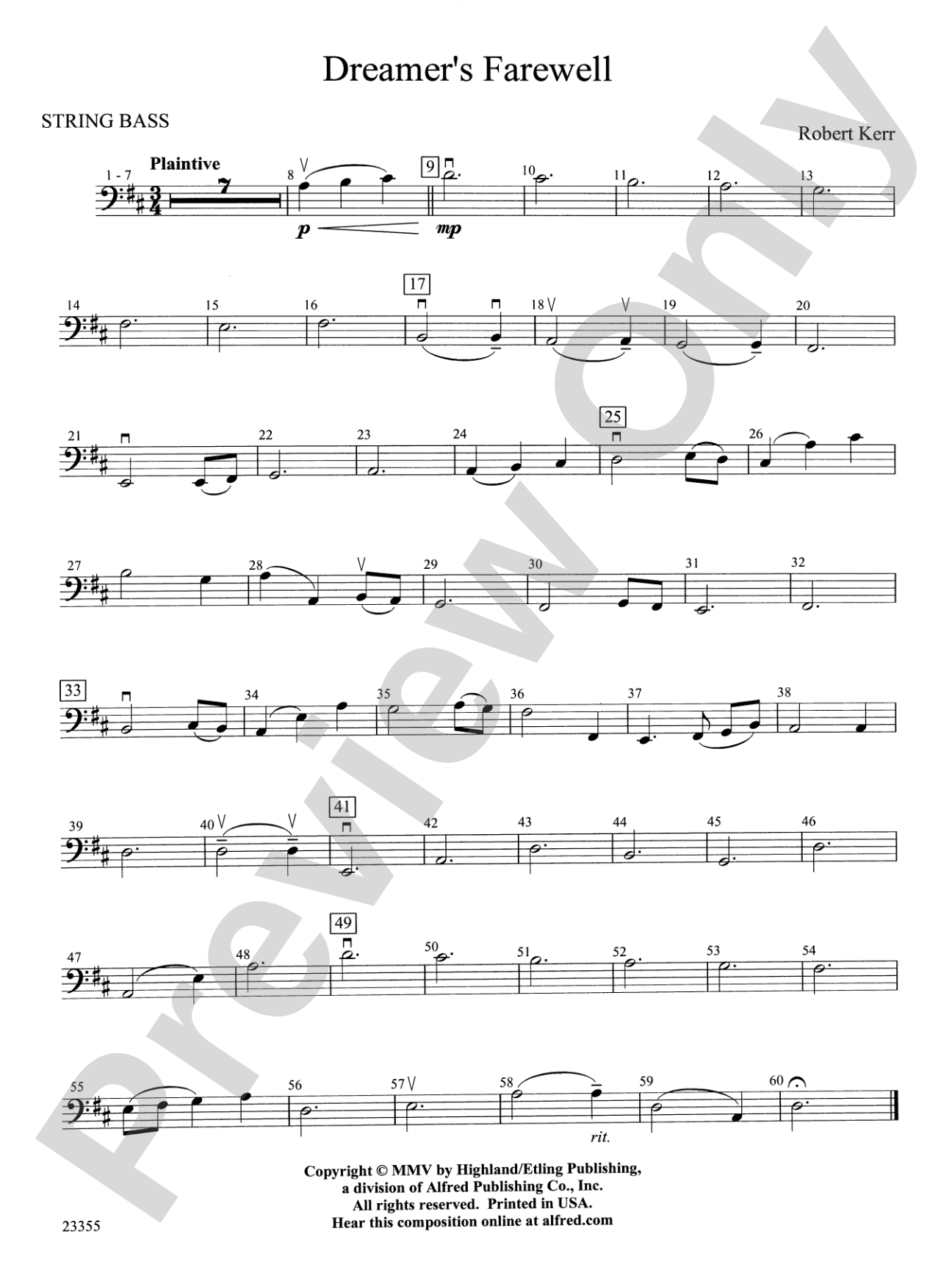 Dreamer's Farewell: String Bass