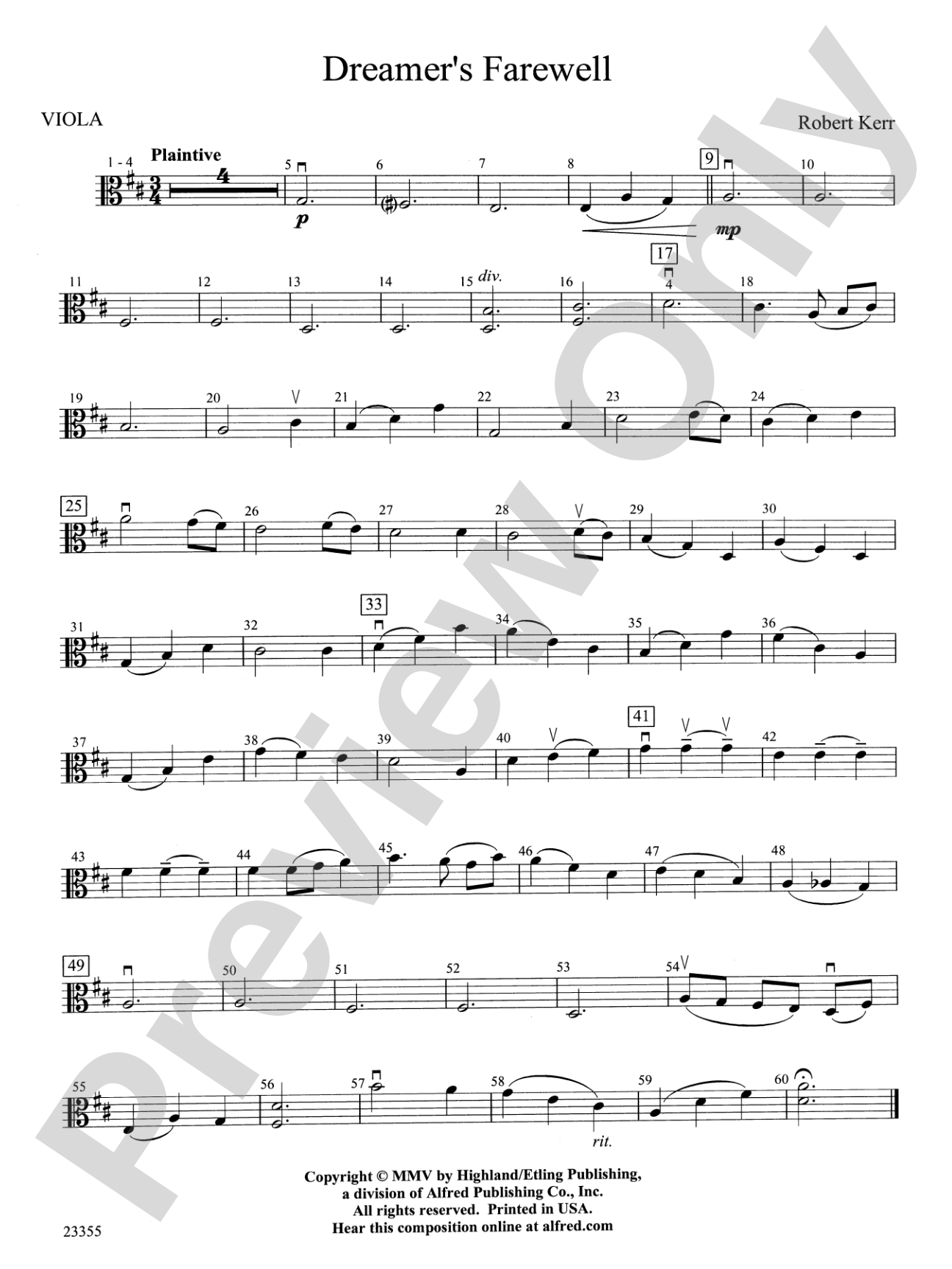 Dreamer's Farewell: Viola