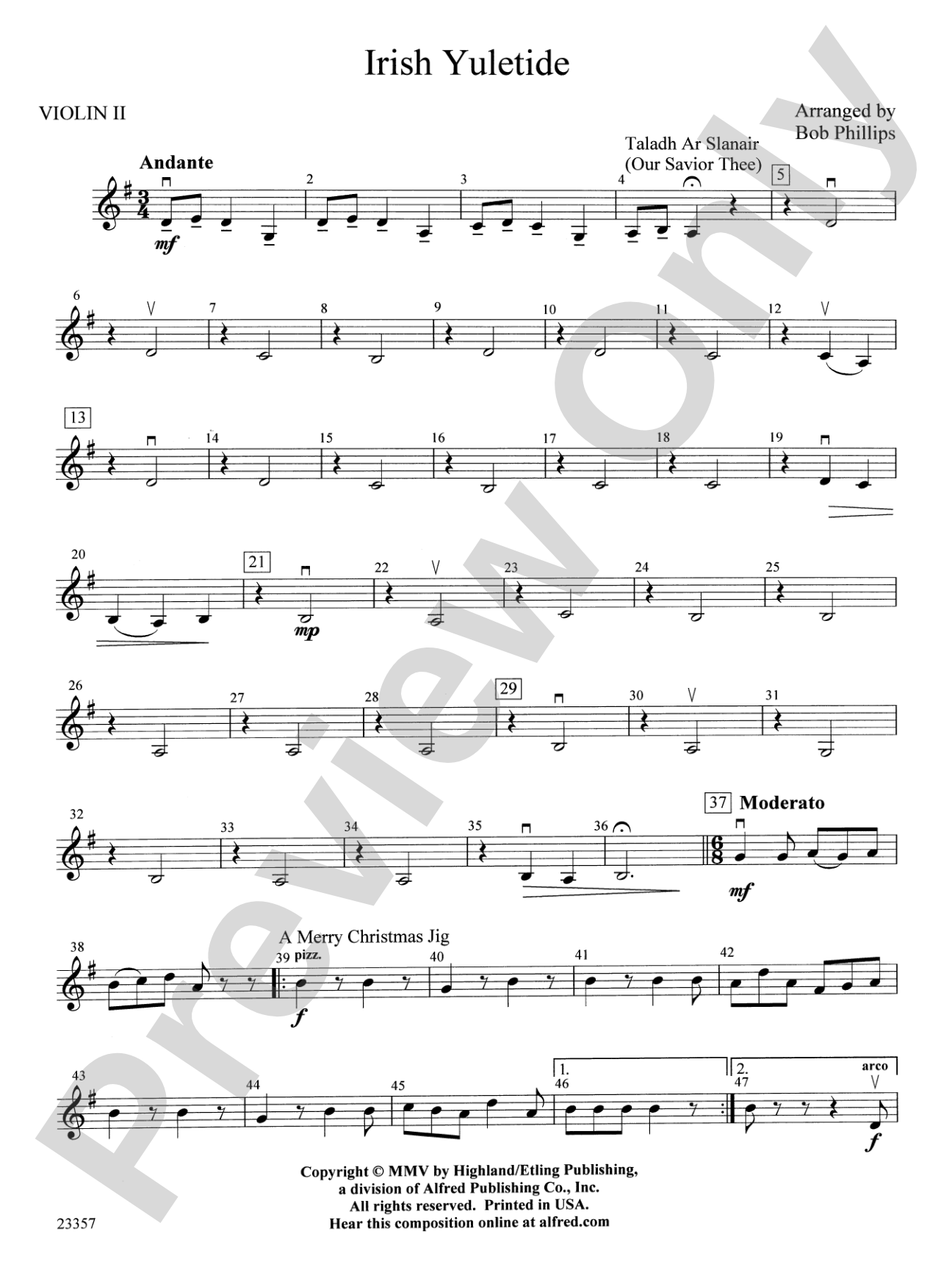 Irish Yuletide: 2nd Violin