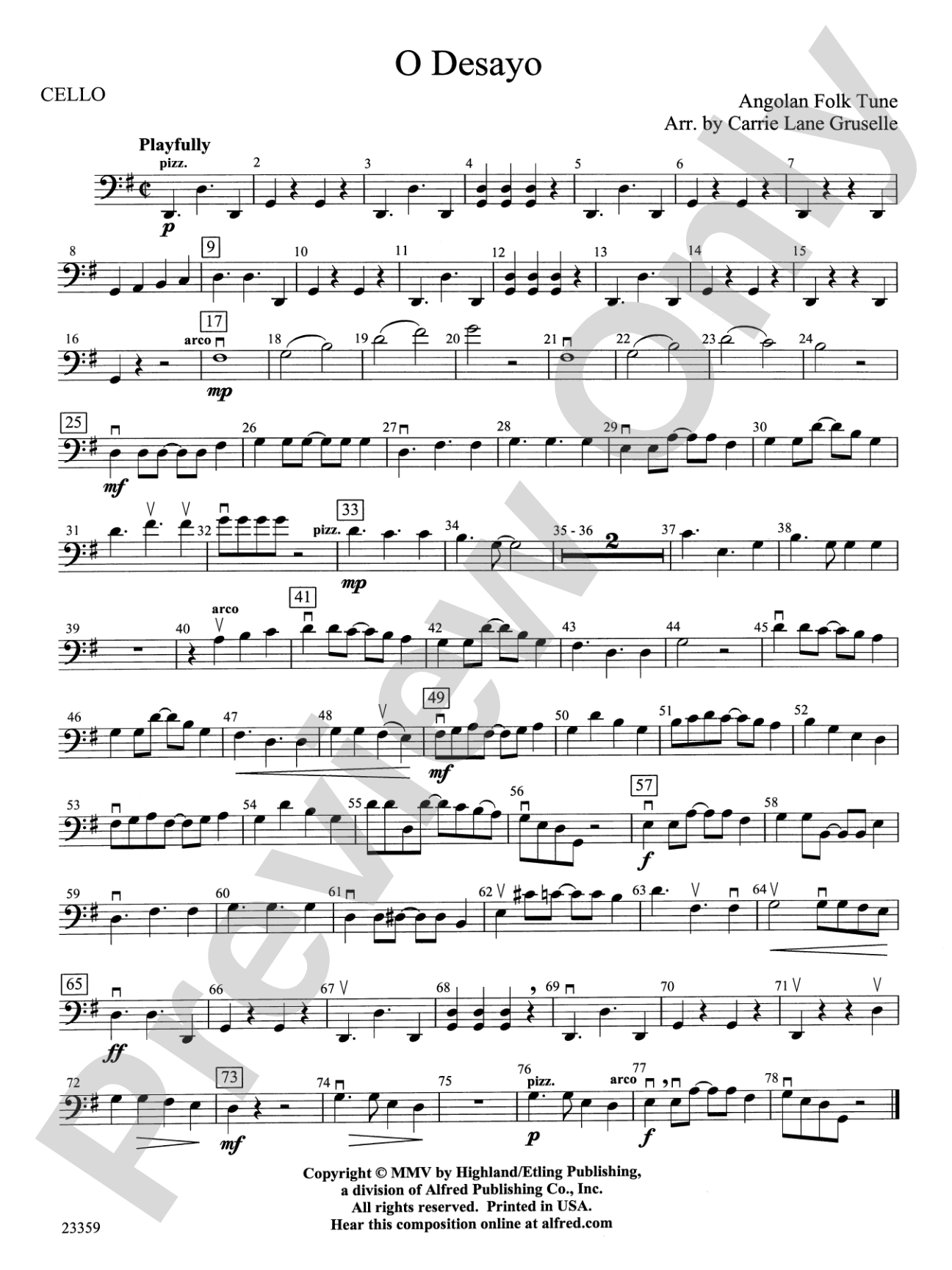 O Desayo: Cello