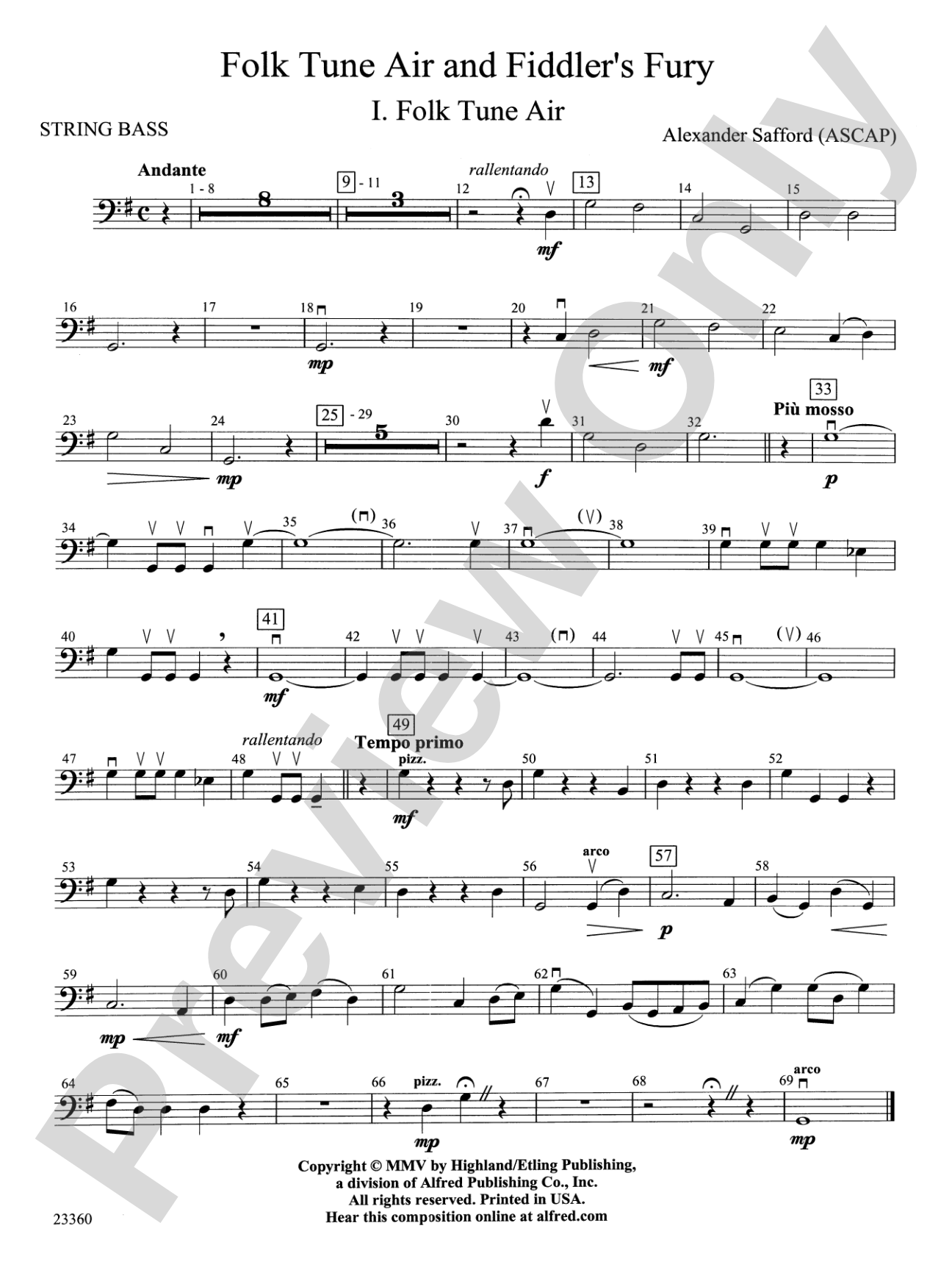 Folk Tune Air and Fiddler's Fury: String Bass