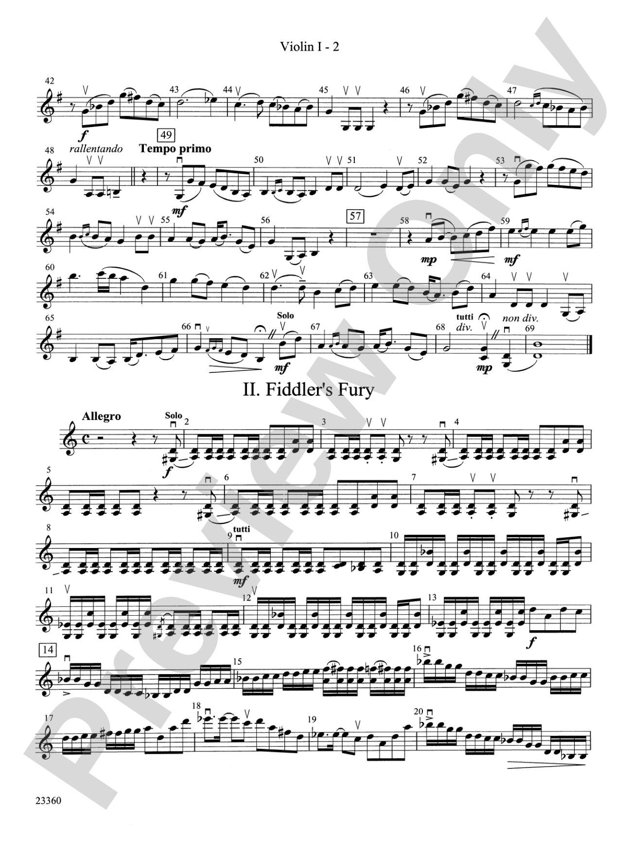 Folk Tune Air and Fiddler's Fury: 1st Violin