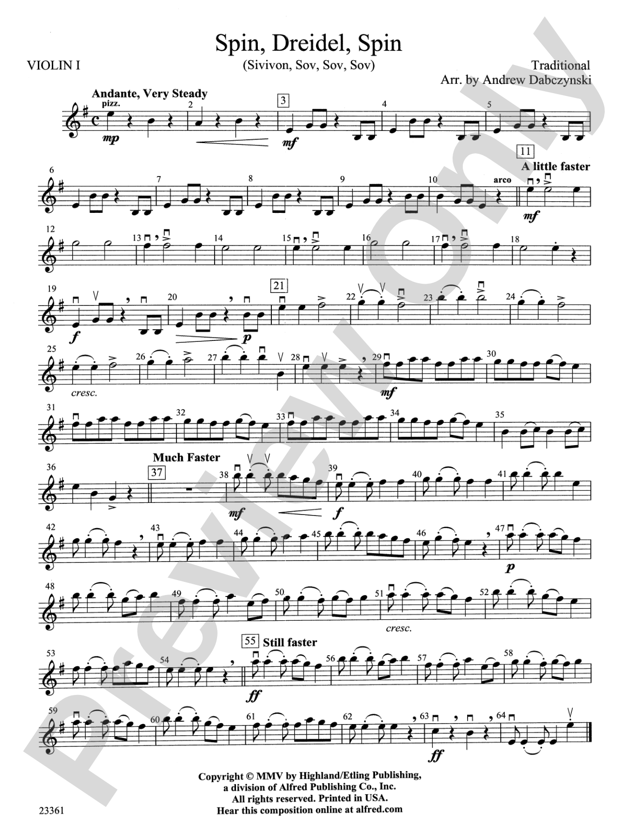 Spin, Dreidel, Spin: 1st Violin