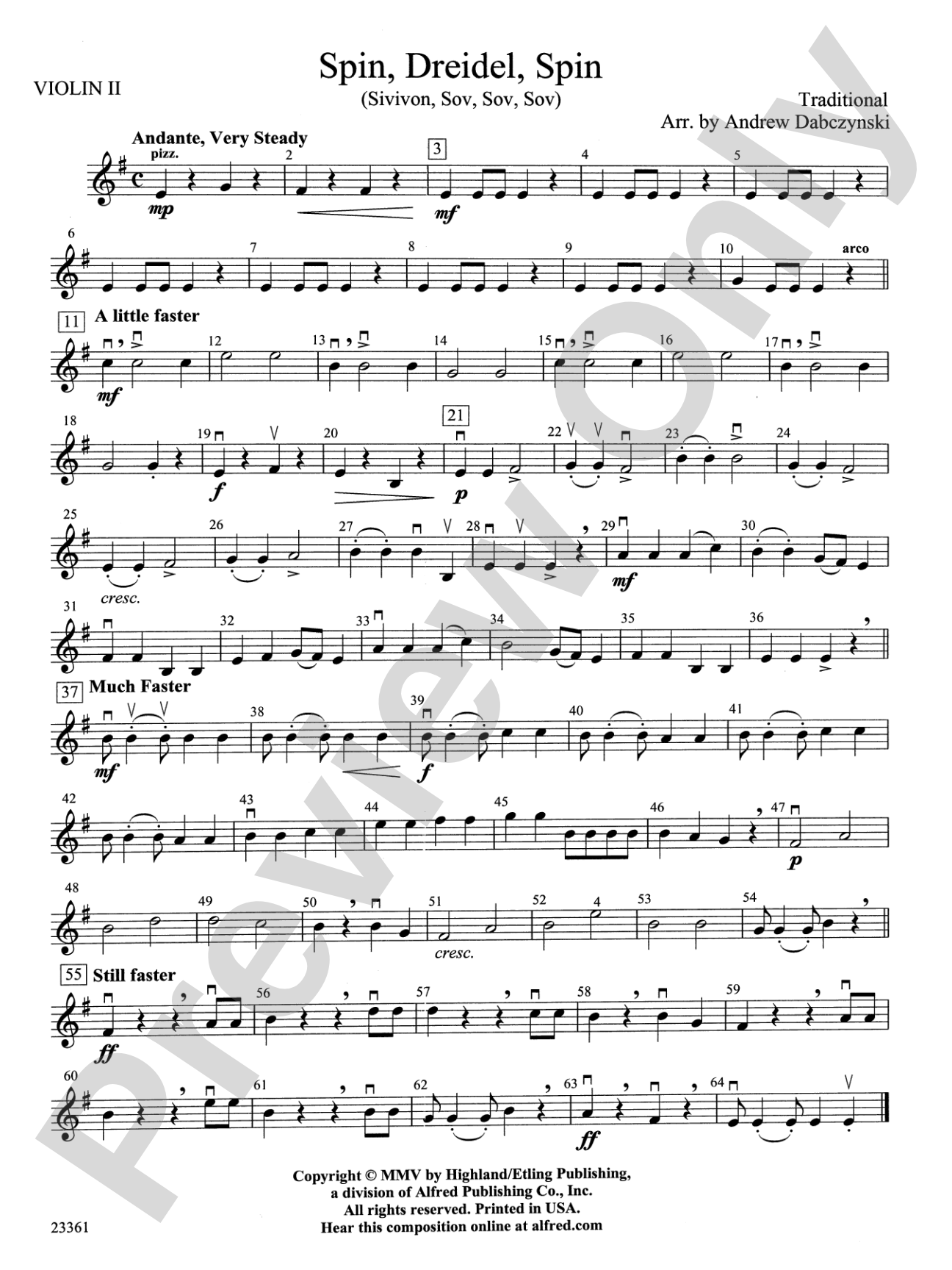 Spin, Dreidel, Spin: 2nd Violin