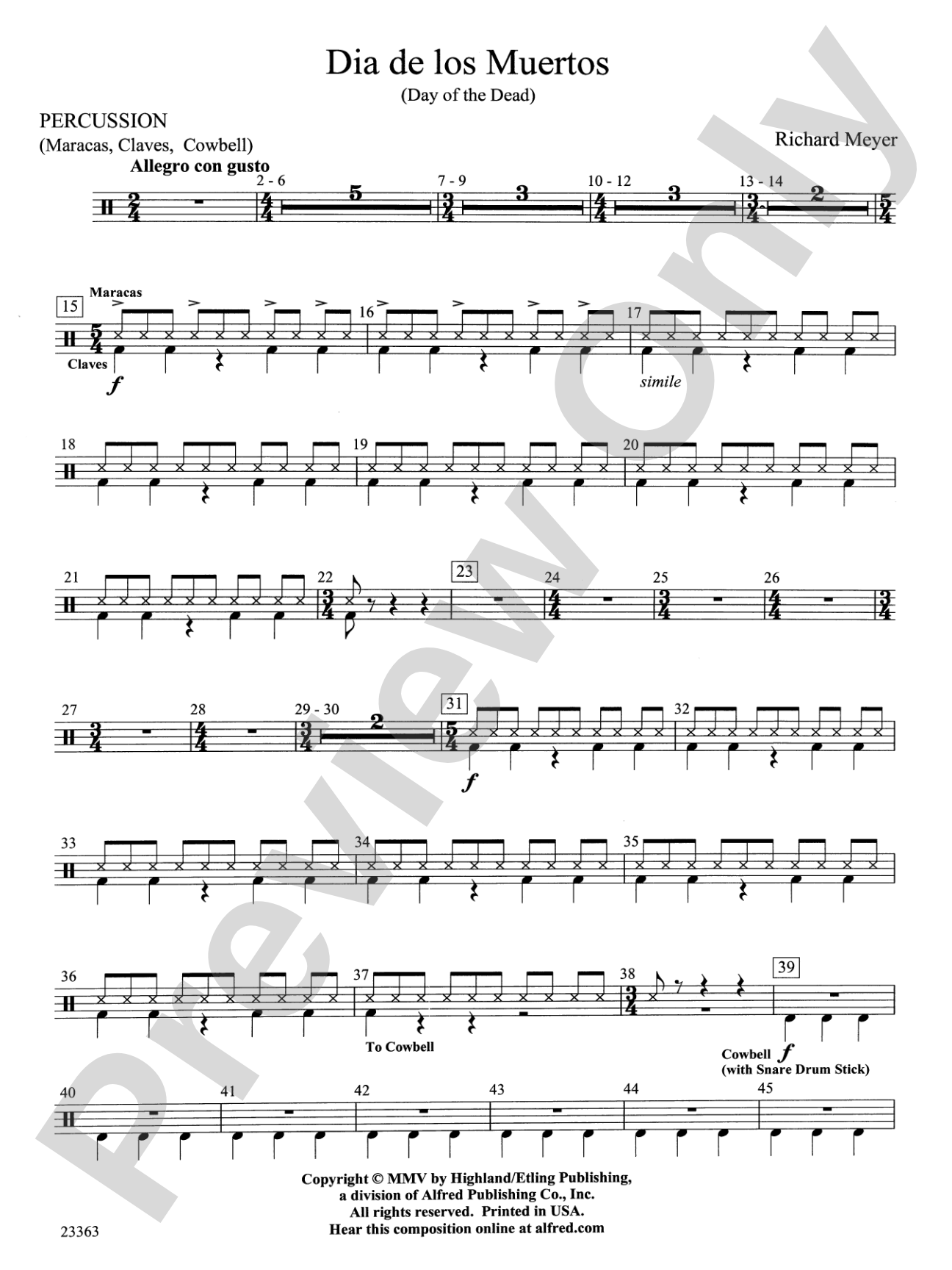 El dia de los Muertos: 1st Percussion