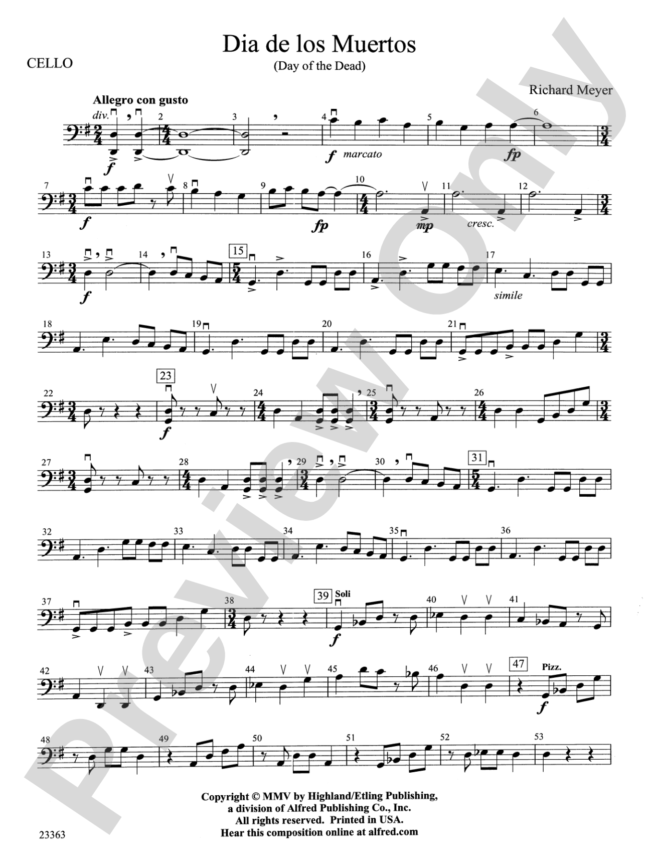 El dia de los Muertos: Cello