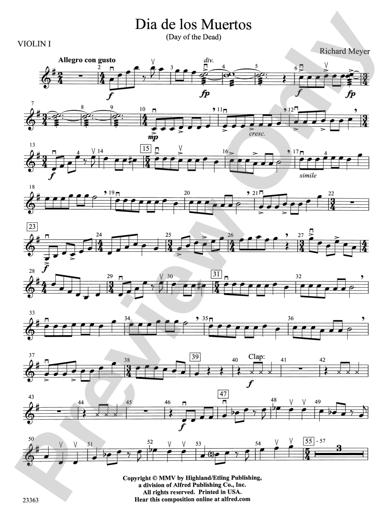 El dia de los Muertos: 1st Violin
