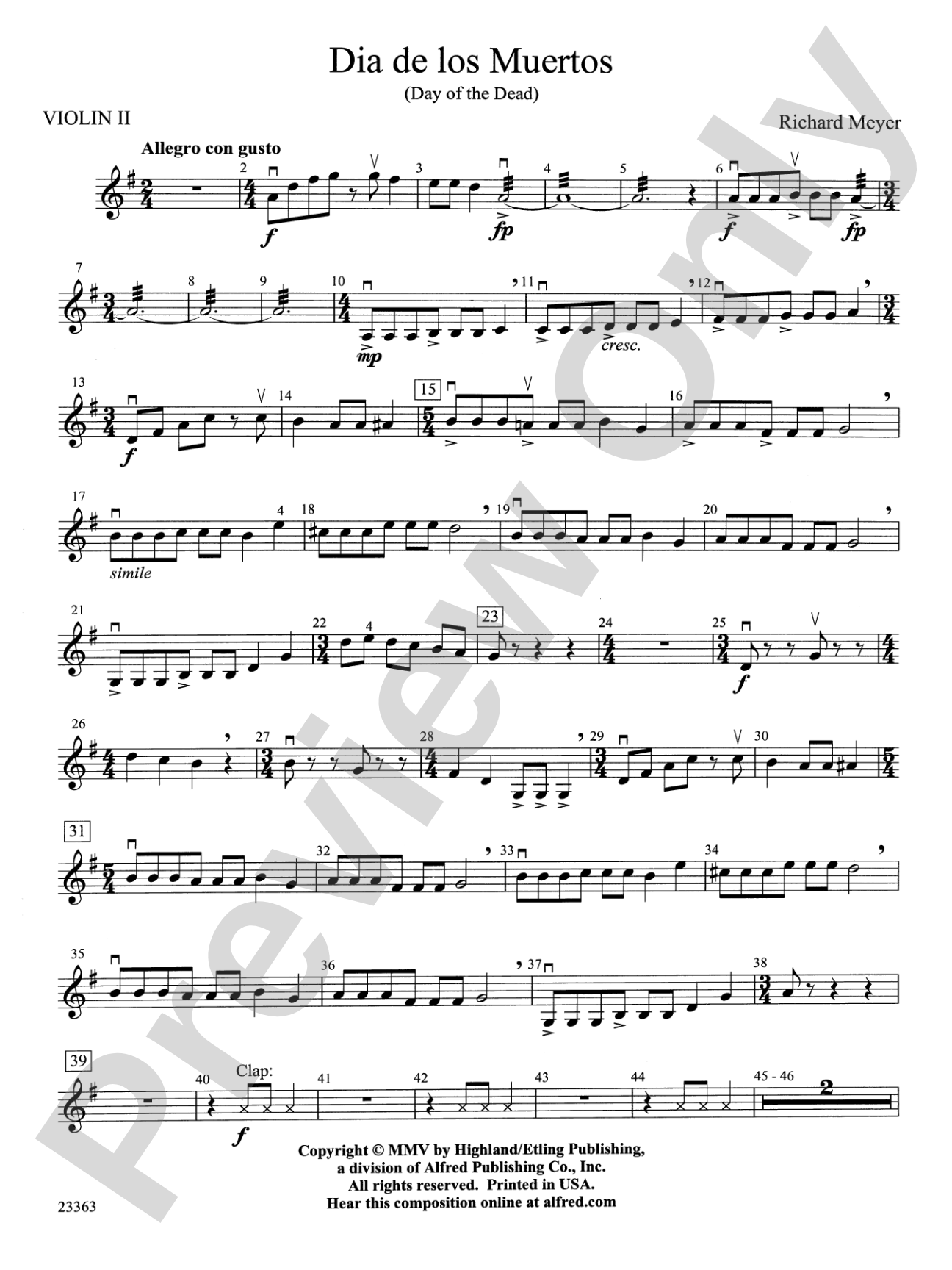 El dia de los Muertos: 2nd Violin
