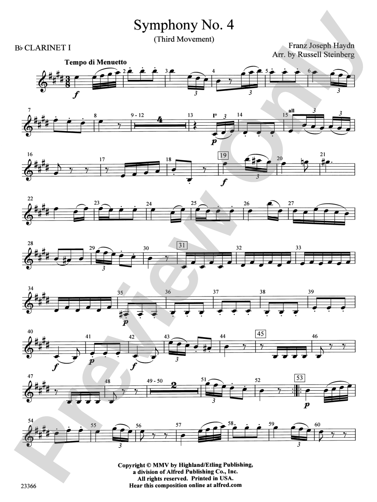 Symphony No. 4 (Third Movement): 1st B-flat Clarinet