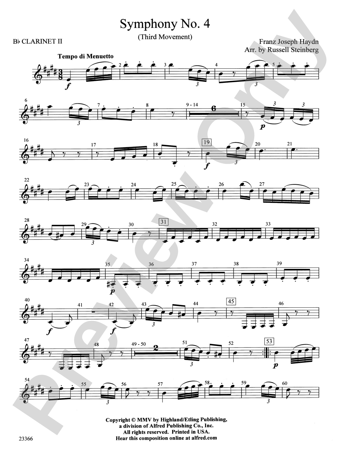 Symphony No. 4 (Third Movement): 2nd B-flat Clarinet