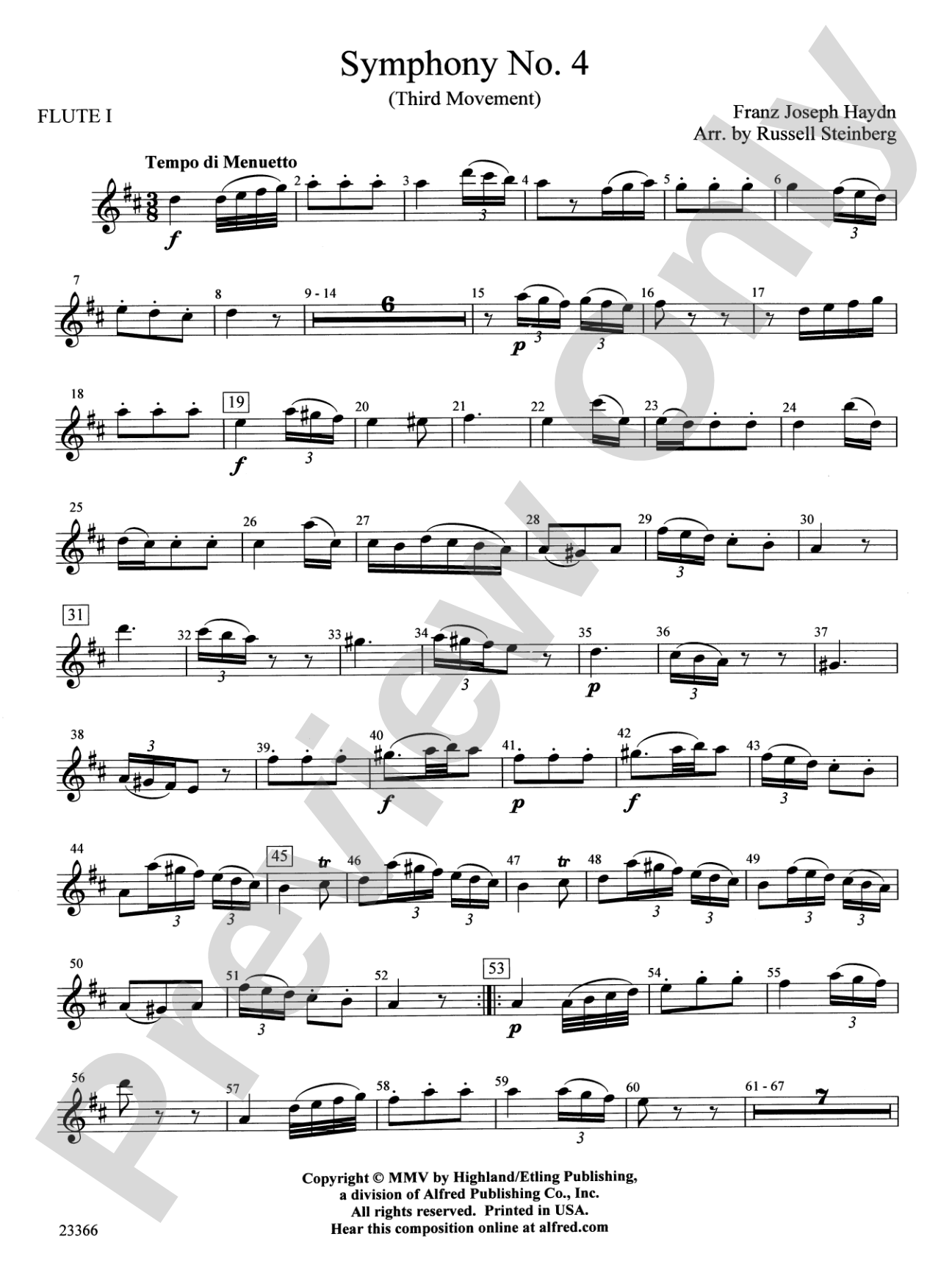 Symphony No. 4 (Third Movement): Flute