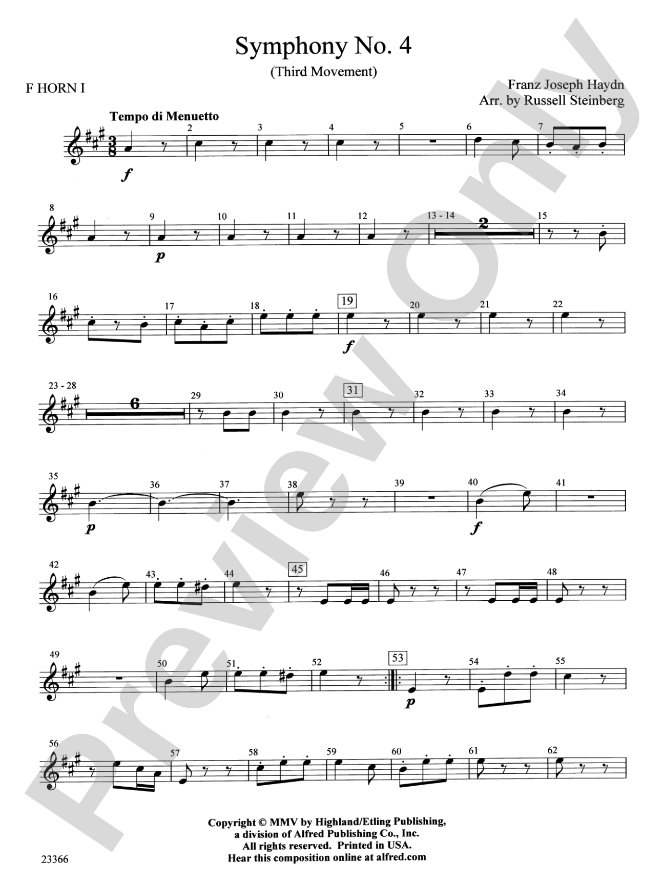 Symphony No. 4 (Third Movement): 1st F Horn