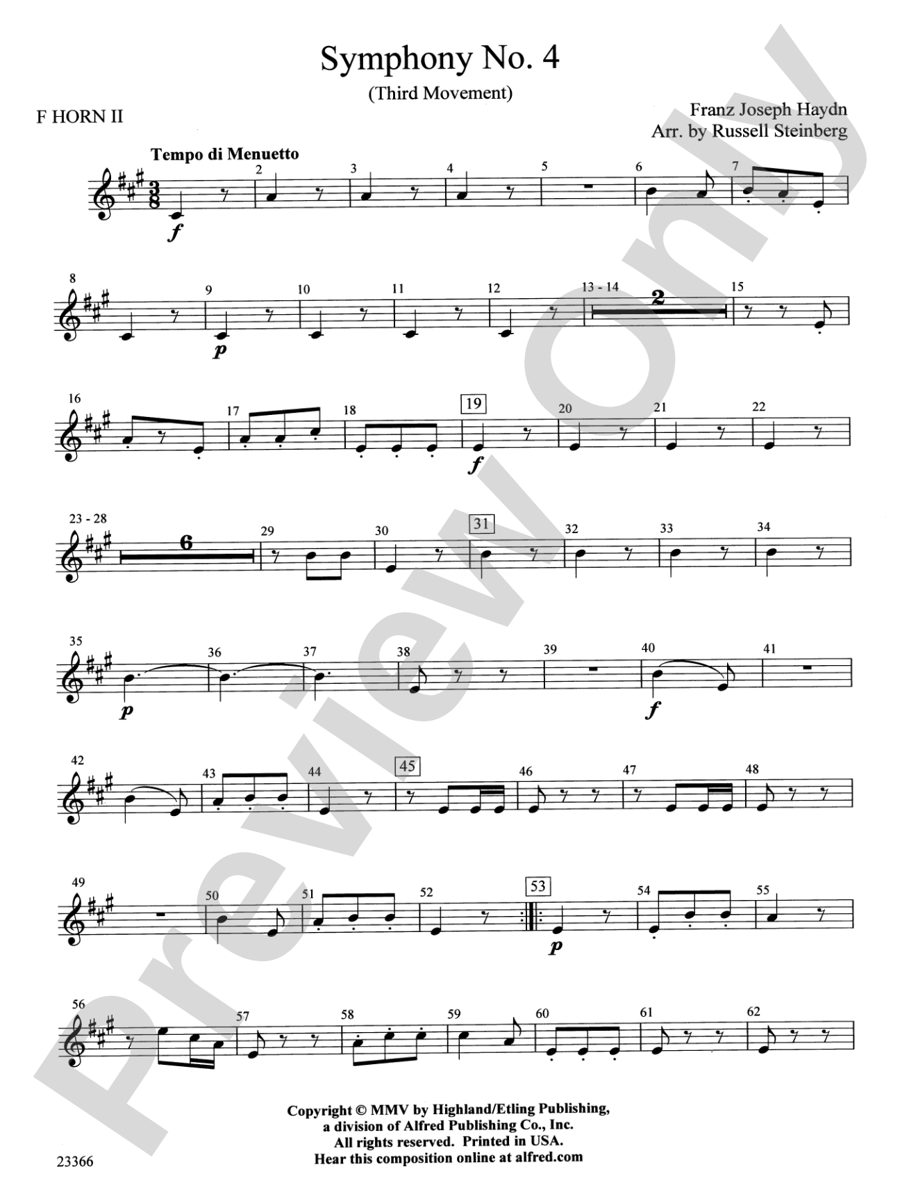 Symphony No. 4 (Third Movement): 2nd F Horn