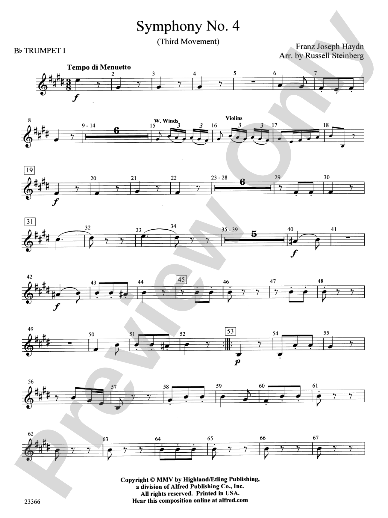 Symphony No. 4 (Third Movement): 1st B-flat Trumpet