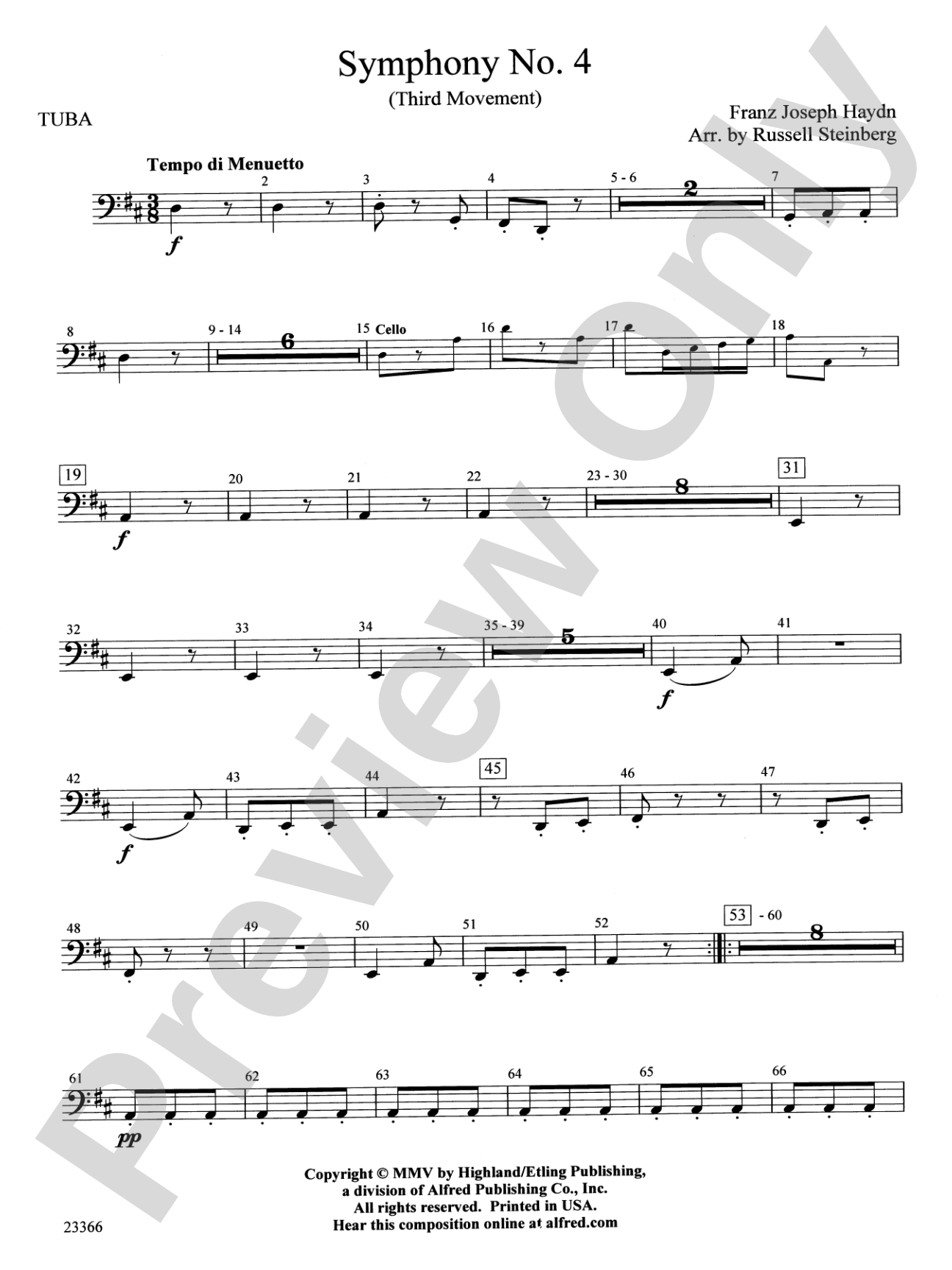 Symphony No. 4 (Third Movement): Tuba