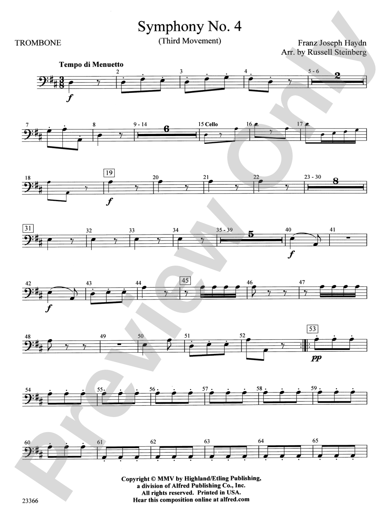 Symphony No. 4 (Third Movement): 1st Trombone