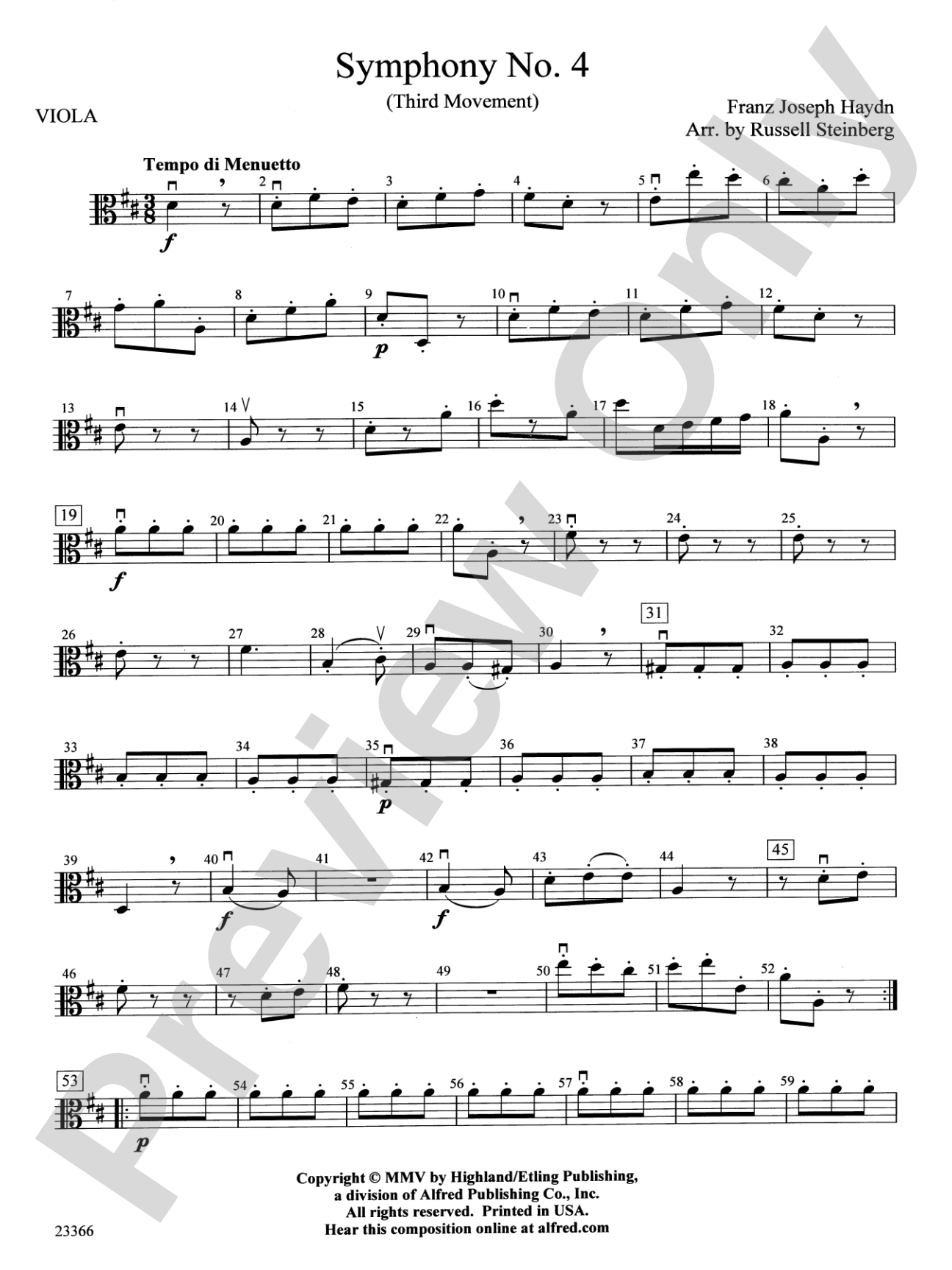 Symphony No. 4 (Third Movement): Viola