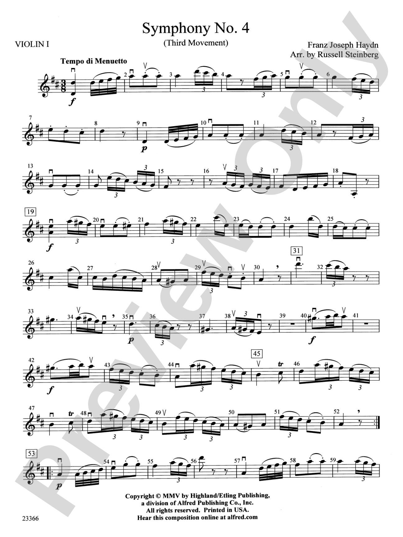 Symphony No. 4 (Third Movement): 1st Violin