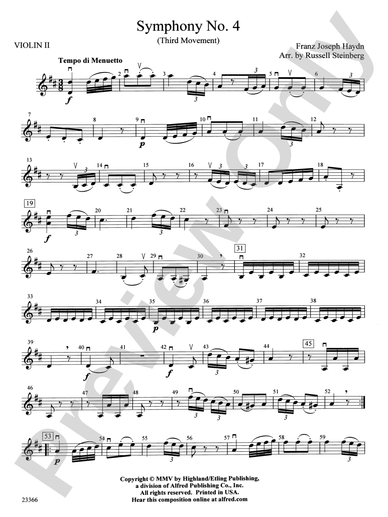 Symphony No. 4 (Third Movement): 2nd Violin