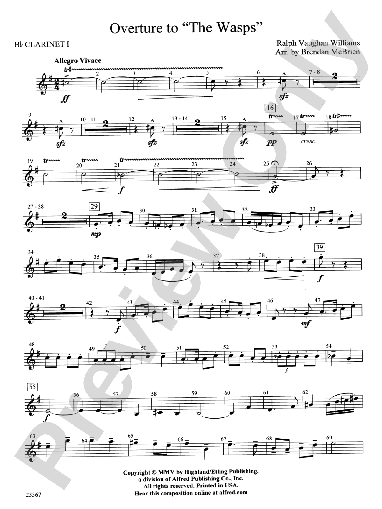 Overture to the Wasps: 1st B-flat Clarinet