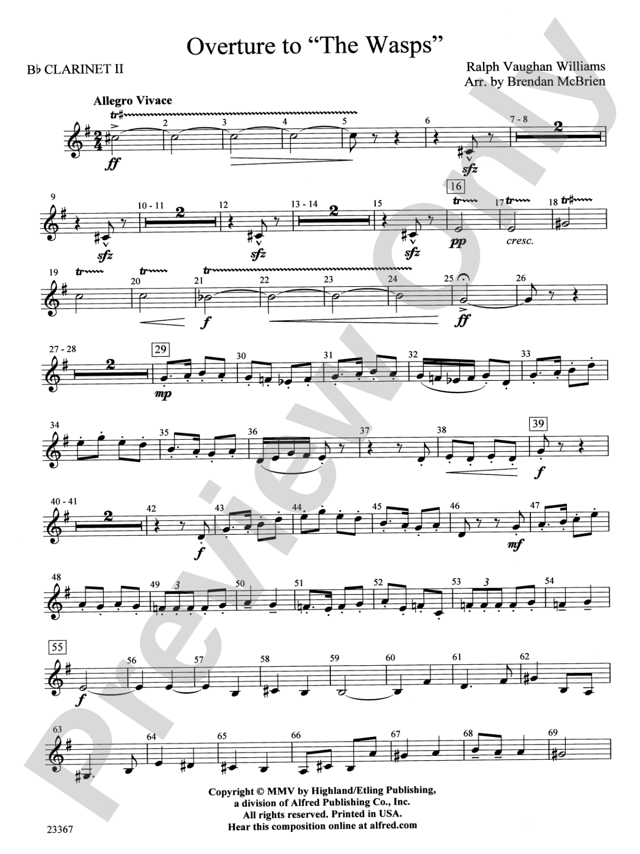 Overture to the Wasps: 2nd B-flat Clarinet