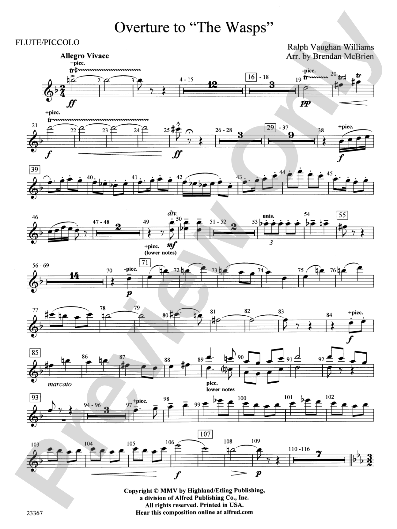 Overture to the Wasps: Flute