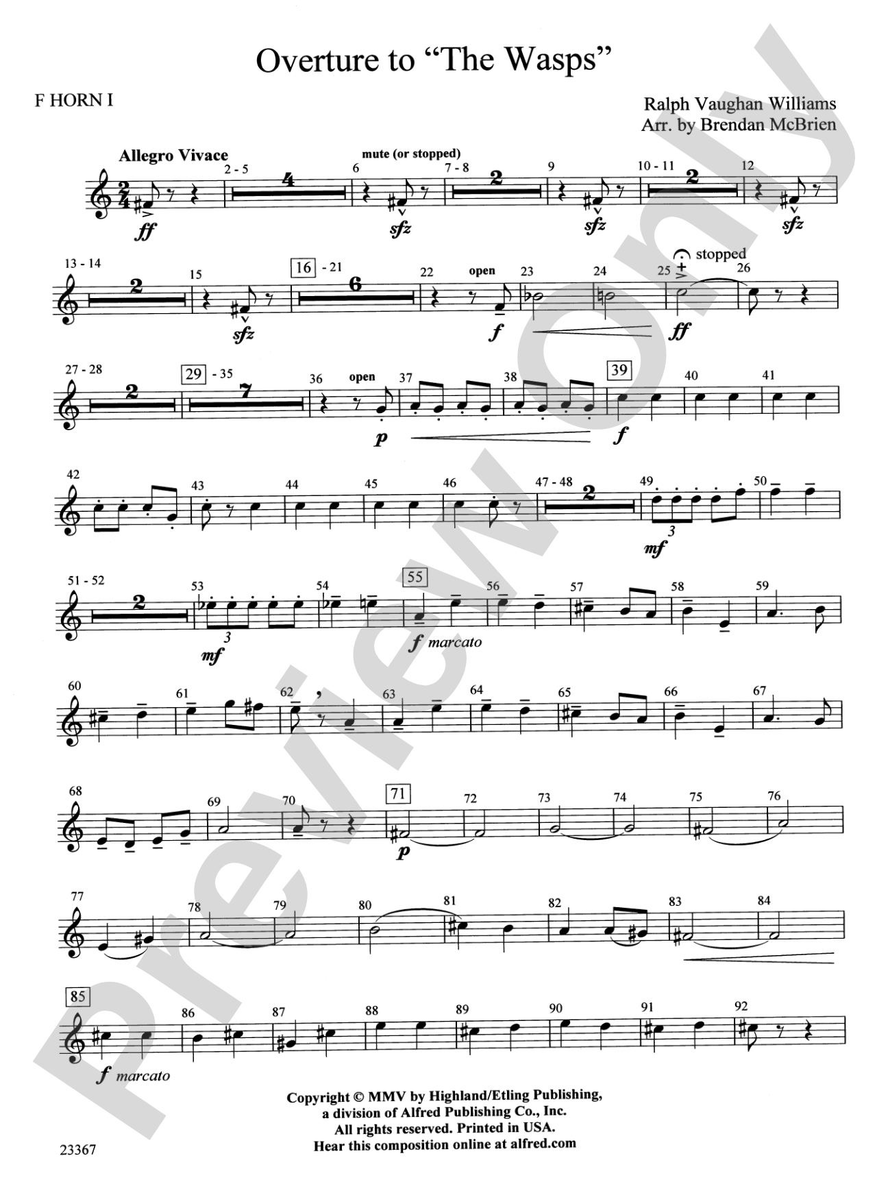 Overture to the Wasps: 1st F Horn