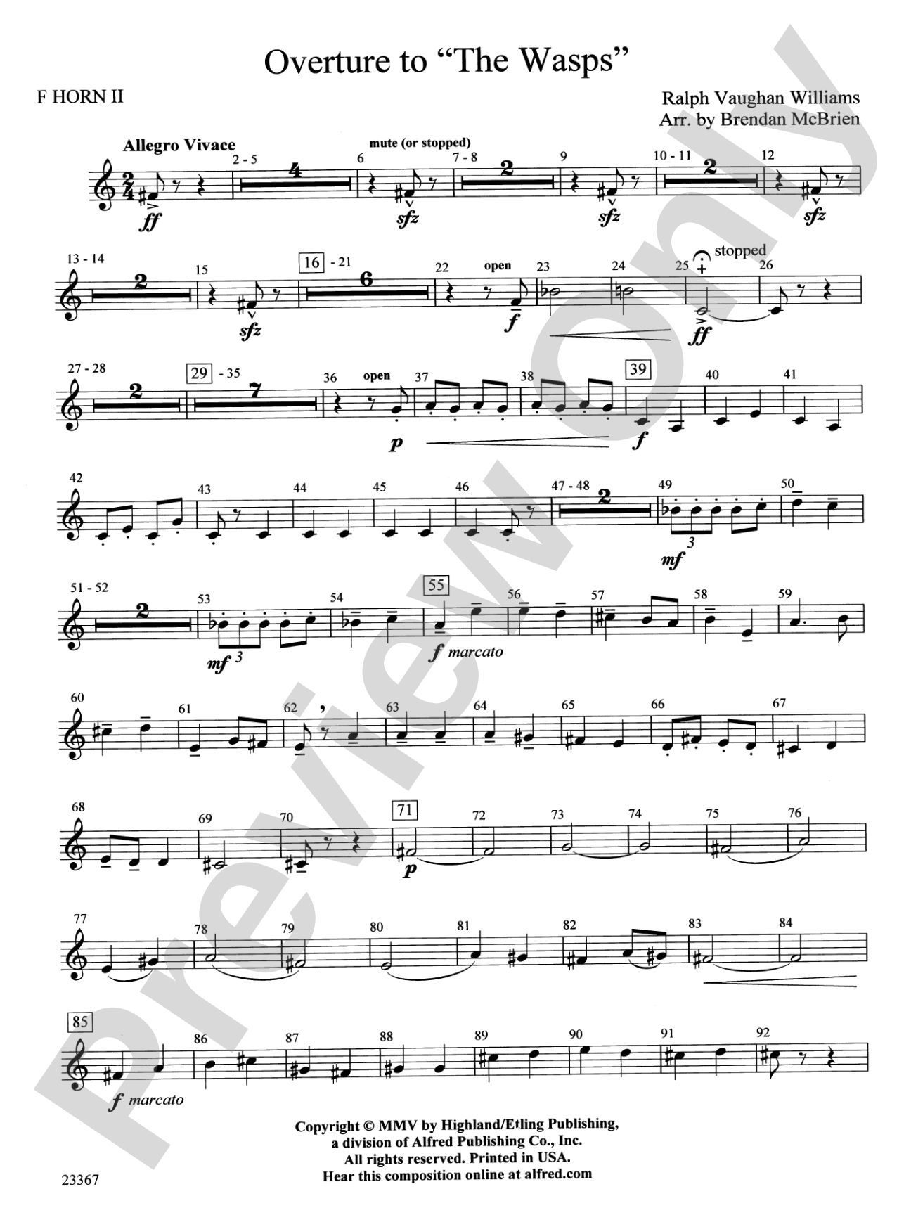 Overture to the Wasps: 2nd F Horn