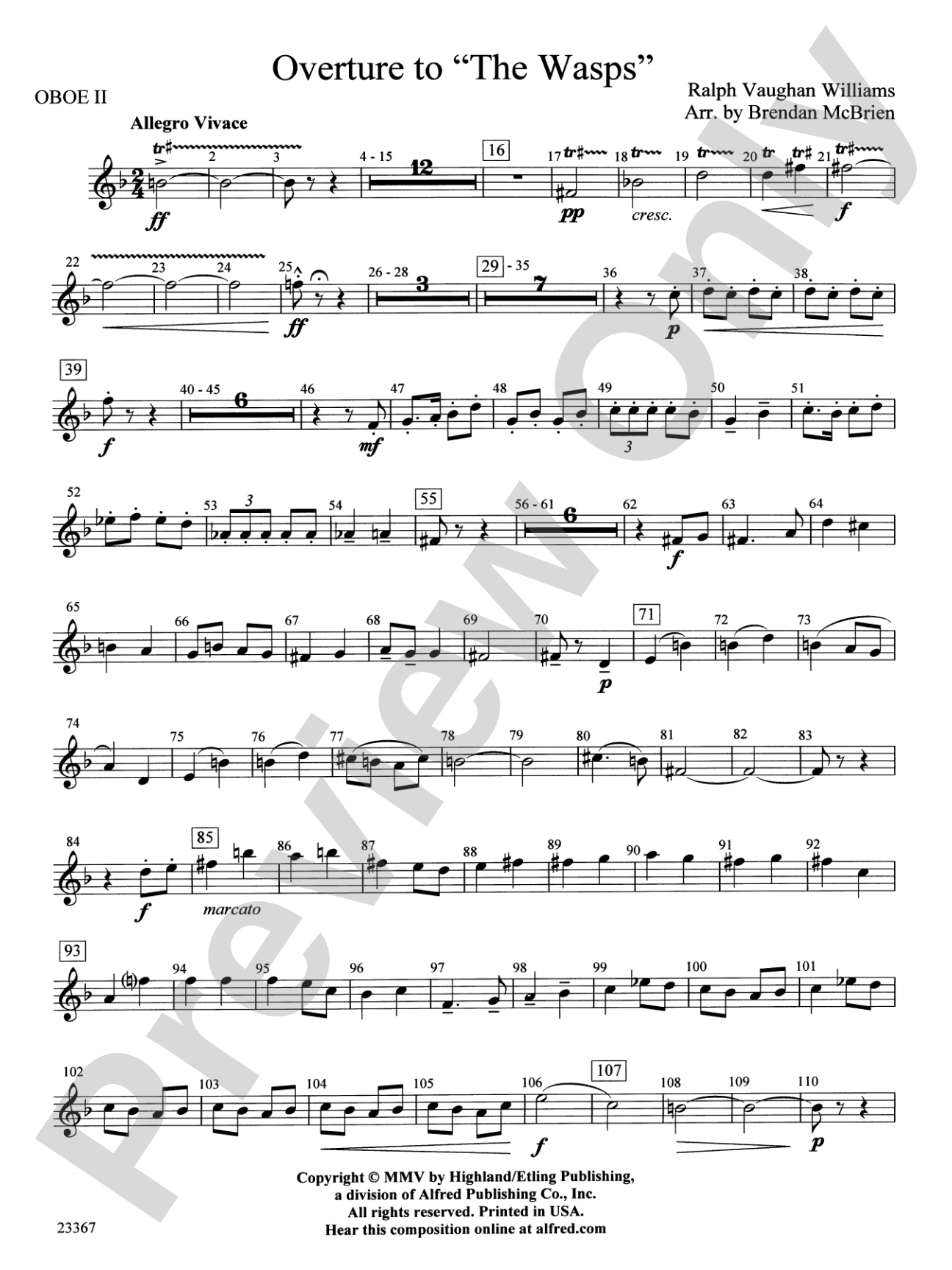 Overture to the Wasps: 2nd Oboe