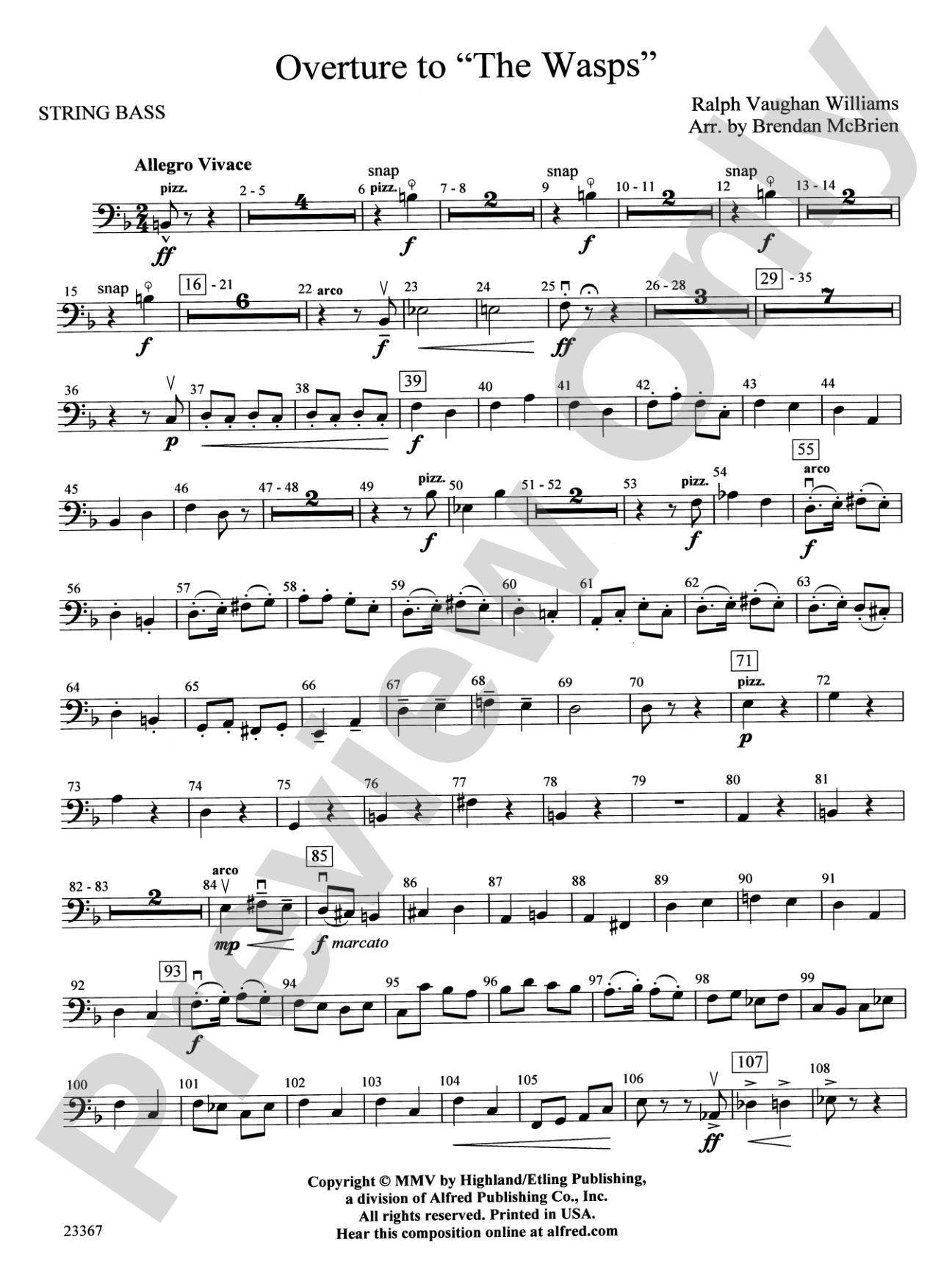 Overture to the Wasps: String Bass