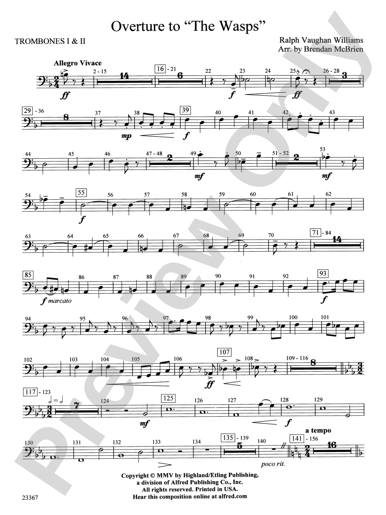 Overture to the Wasps: 1st Trombone