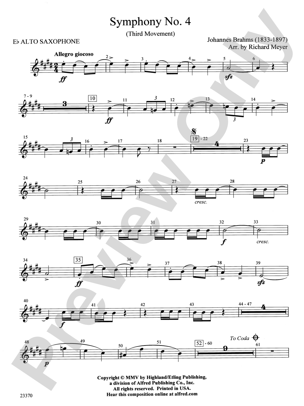 Symphony No. 4: E-flat Alto Saxophone